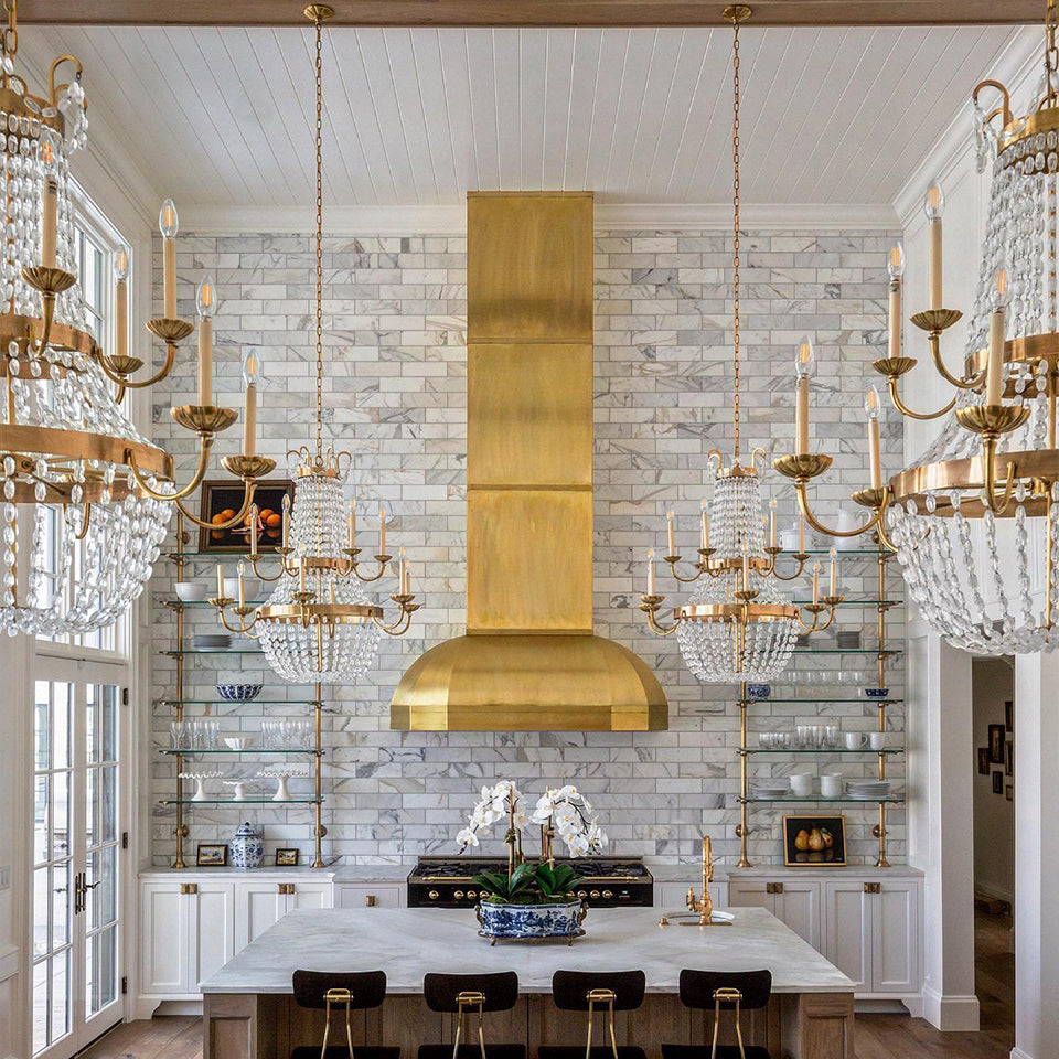 Oraeisra Vintage Flea Market Crystal Chandelier - Lamp Copper