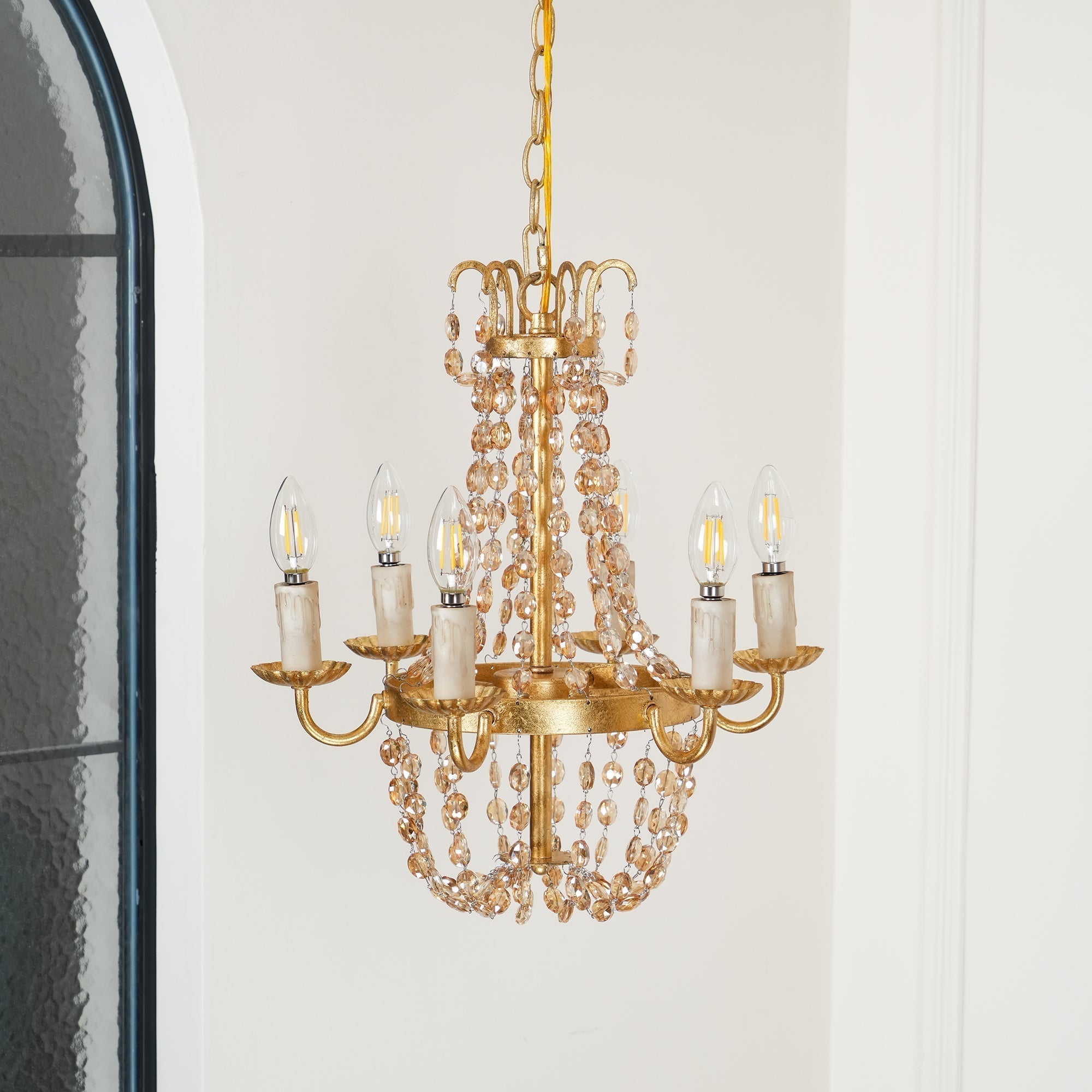 Oraeisra Vintage Flea Market Crystal Chandelier - Lamp Copper
