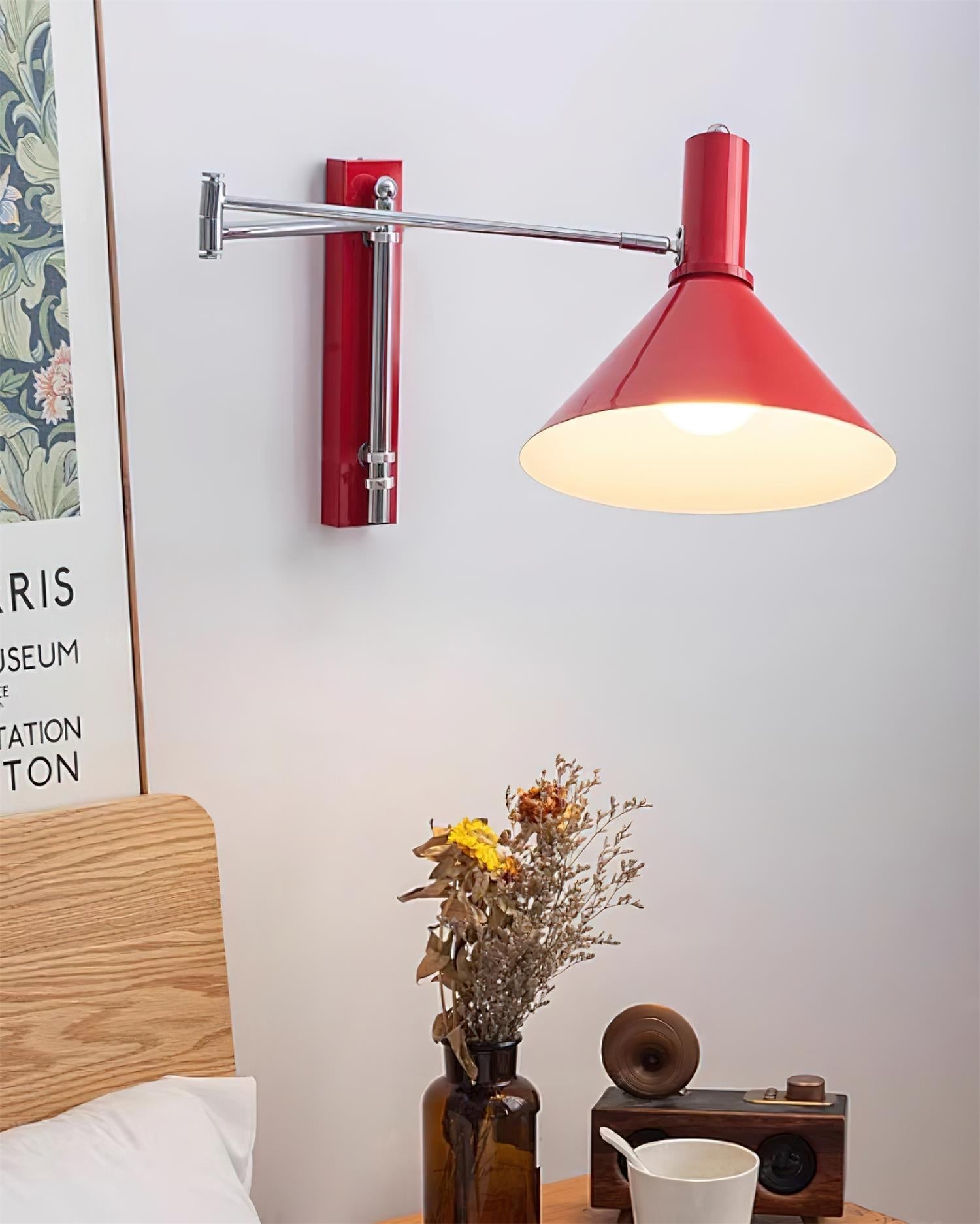 Wall Lamp Modern Adjustable Metal Arm Red Shade Reading Light - Letslighting