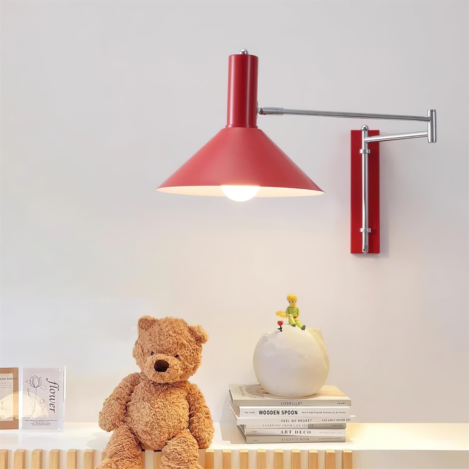 Wall Lamp Modern Adjustable Metal Arm Red Shade Reading Light - Letslighting