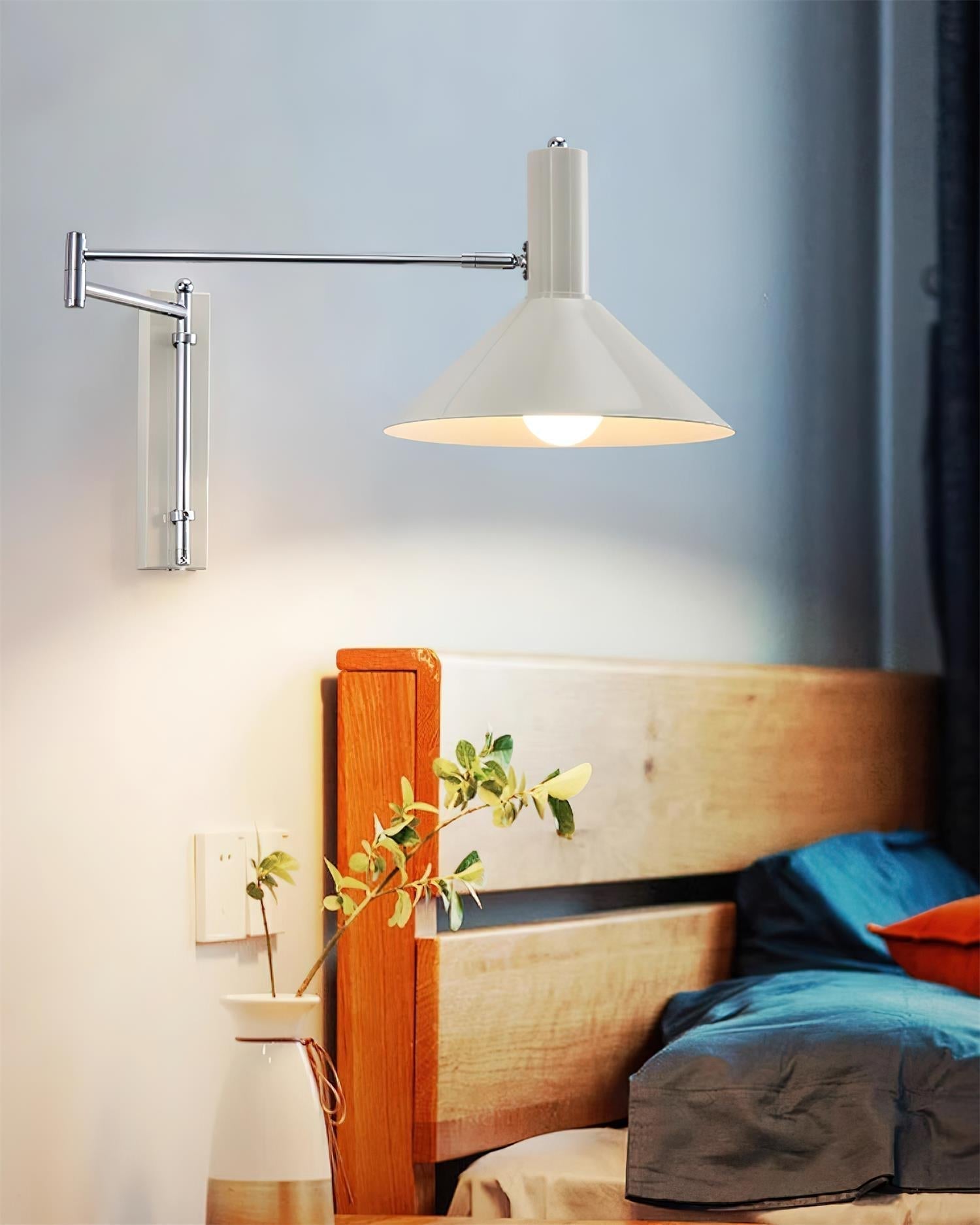 Wall Lamp Modern Adjustable Metal Arm Red Shade Reading Light - Letslighting