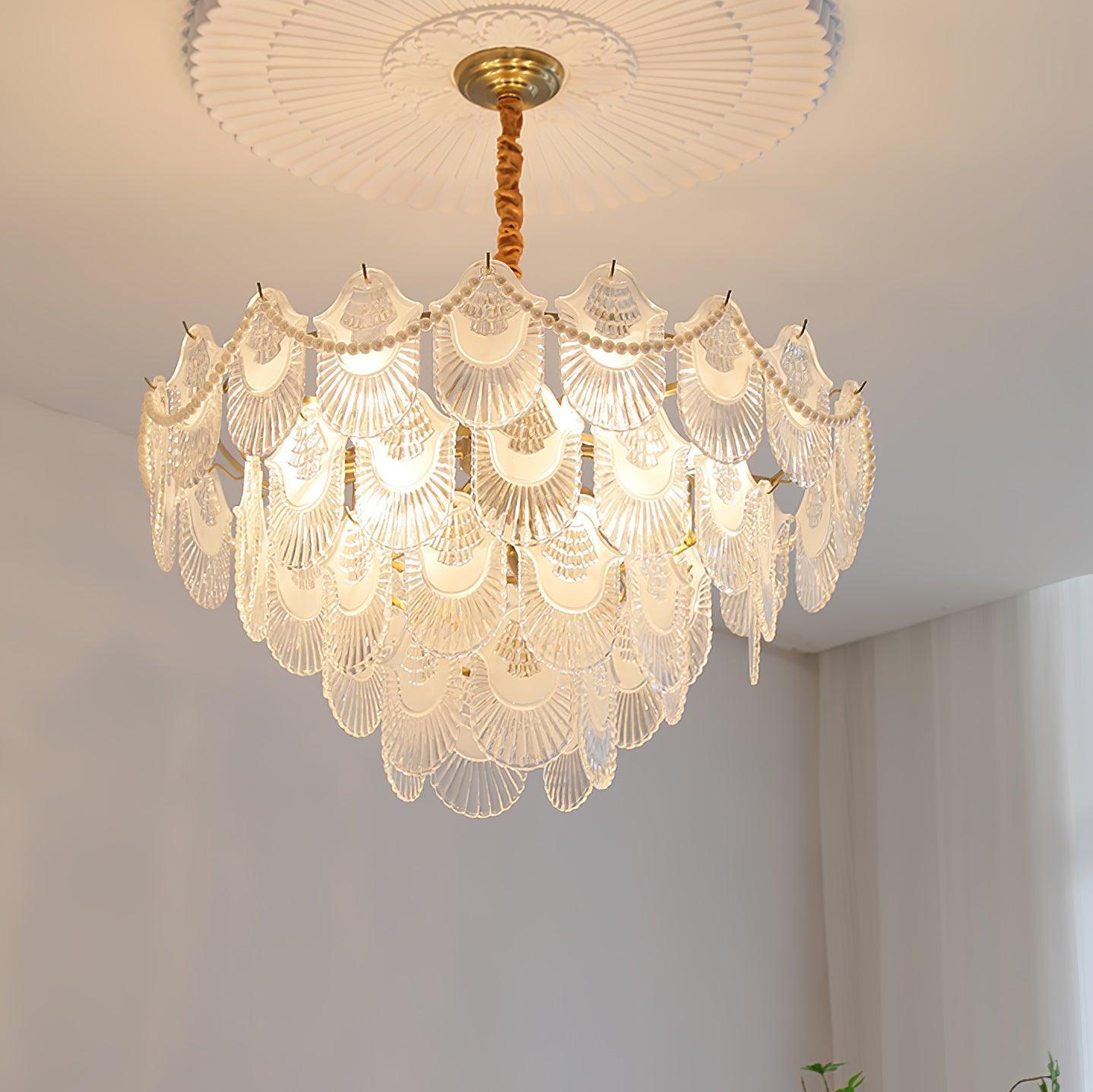Pearl Glass Shell Chandelier - Letslighting