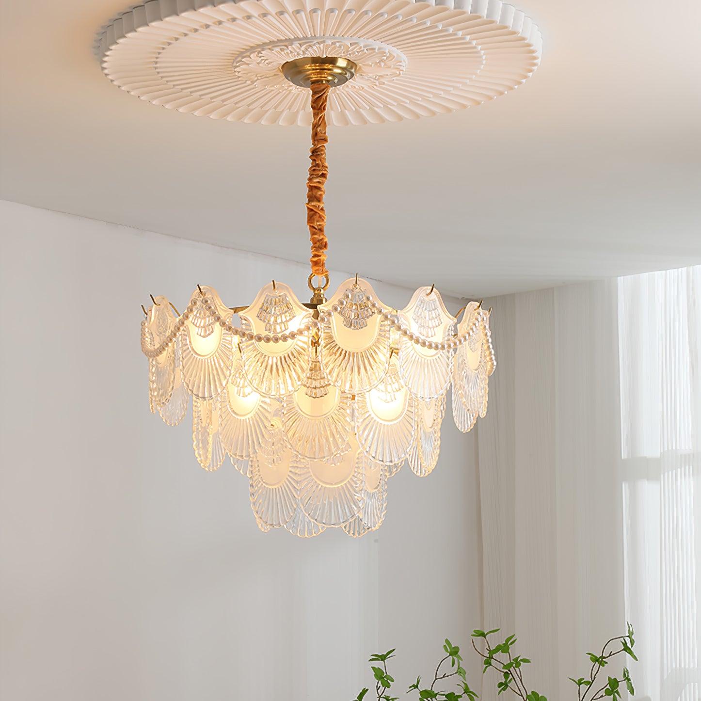 Pearl Glass Shell Chandelier - Letslighting