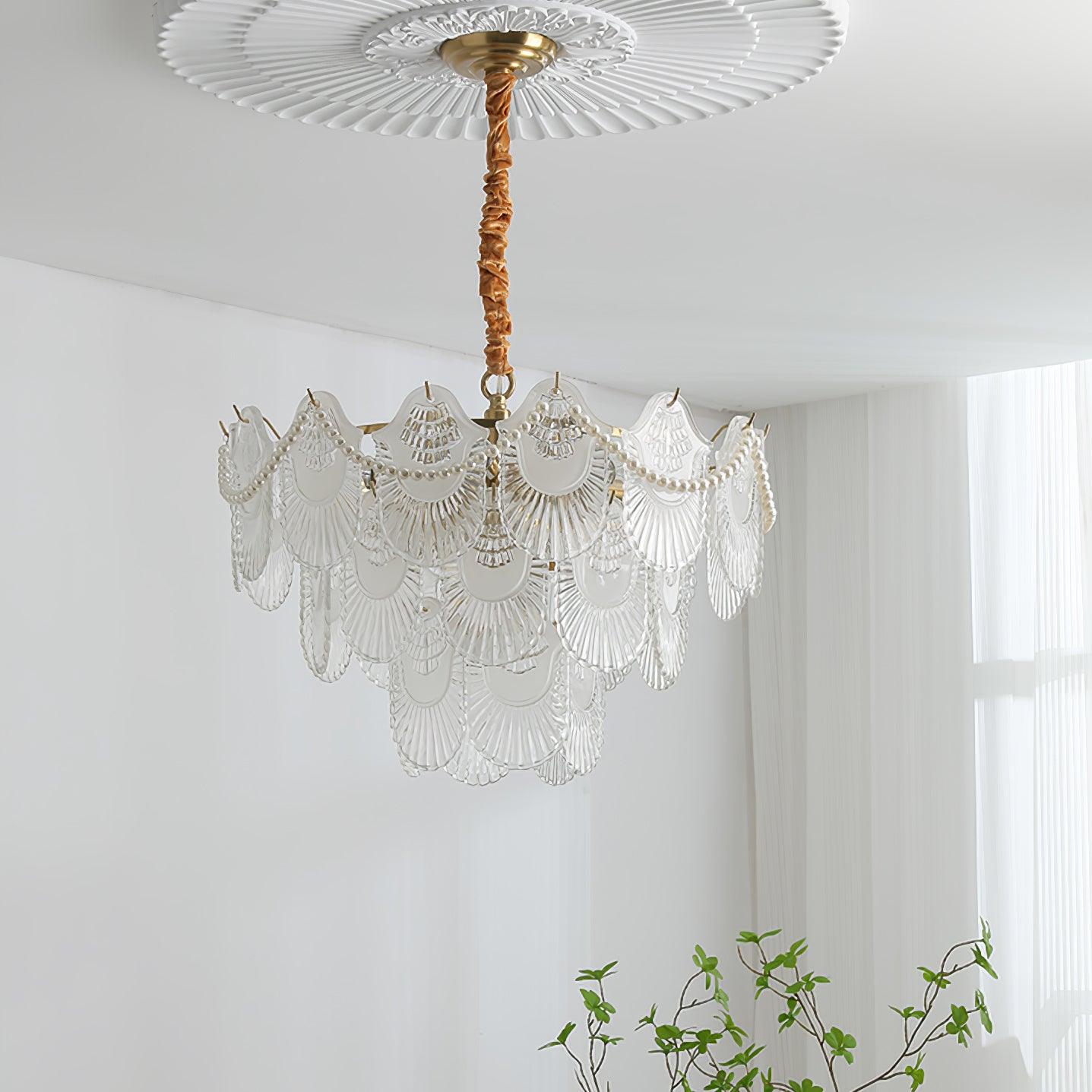 Pearl Glass Shell Chandelier - Letslighting