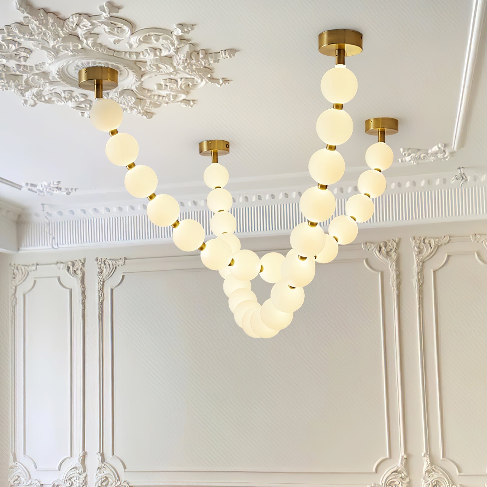 Pearl Glass Necklace Balls Chandelier - Letslighting