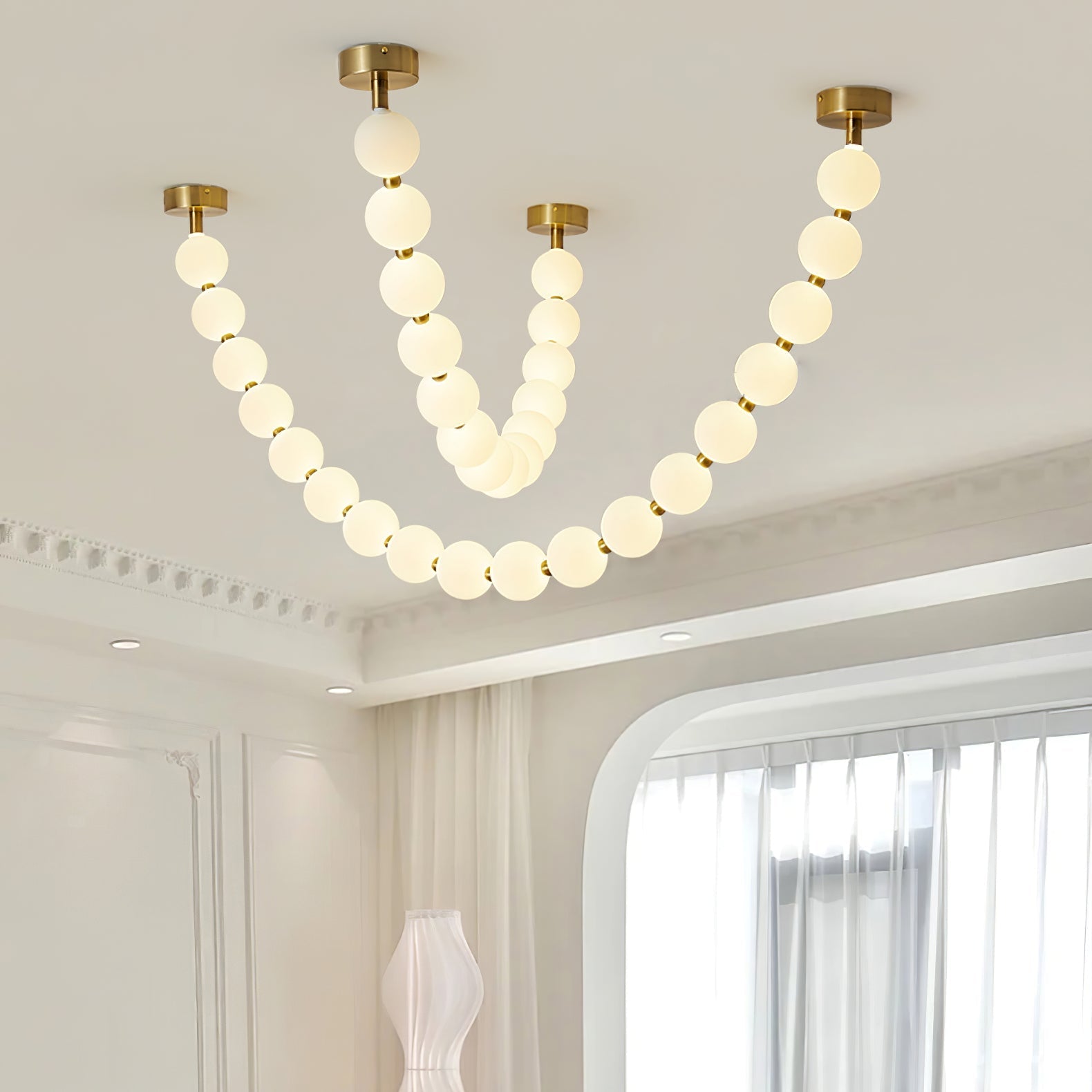 Pearl Glass Necklace Balls Chandelier - Letslighting