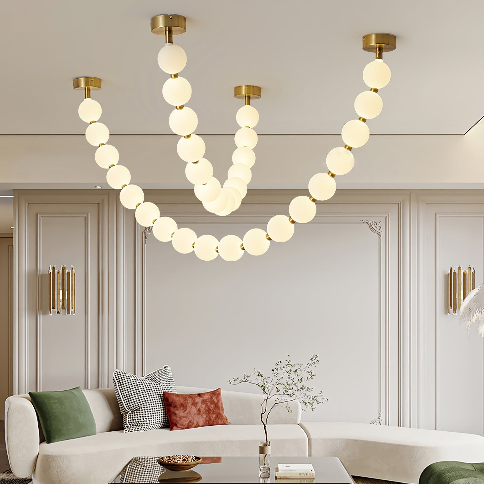 Pearl Glass Necklace Balls Chandelier - Letslighting