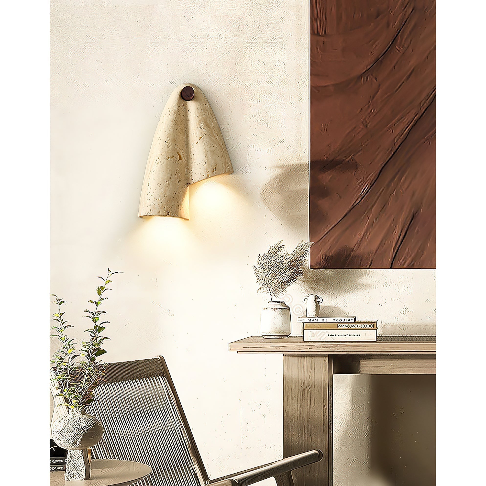 Vidoros Modern Minimalist Travertine Wall Lamp - Lamp Copper