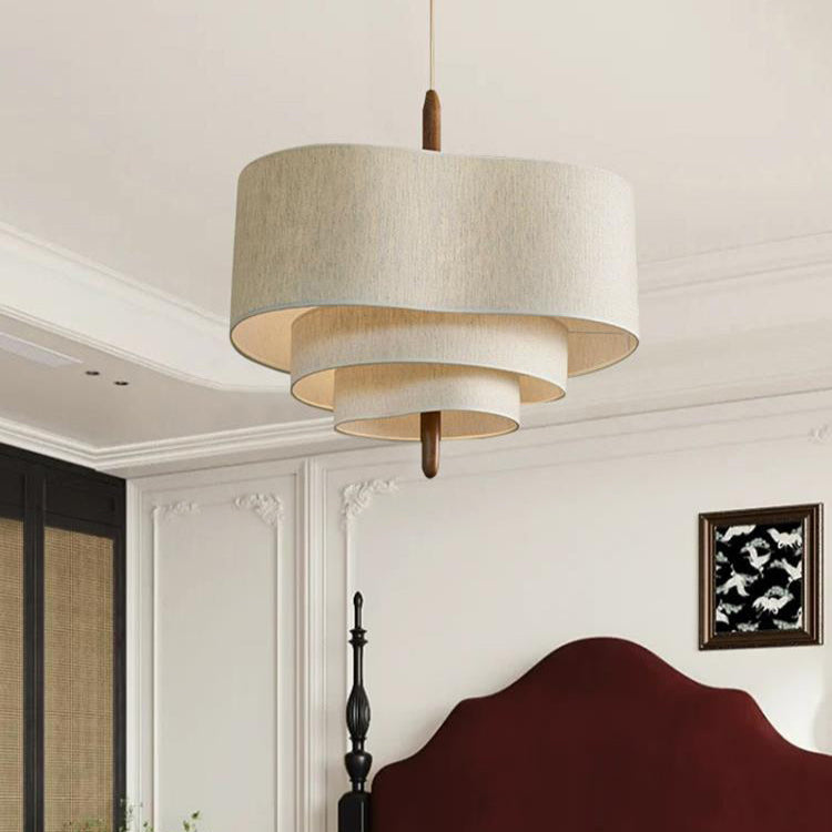 Ritta Modern Pebble Fabric Pendant Light  Three Layers