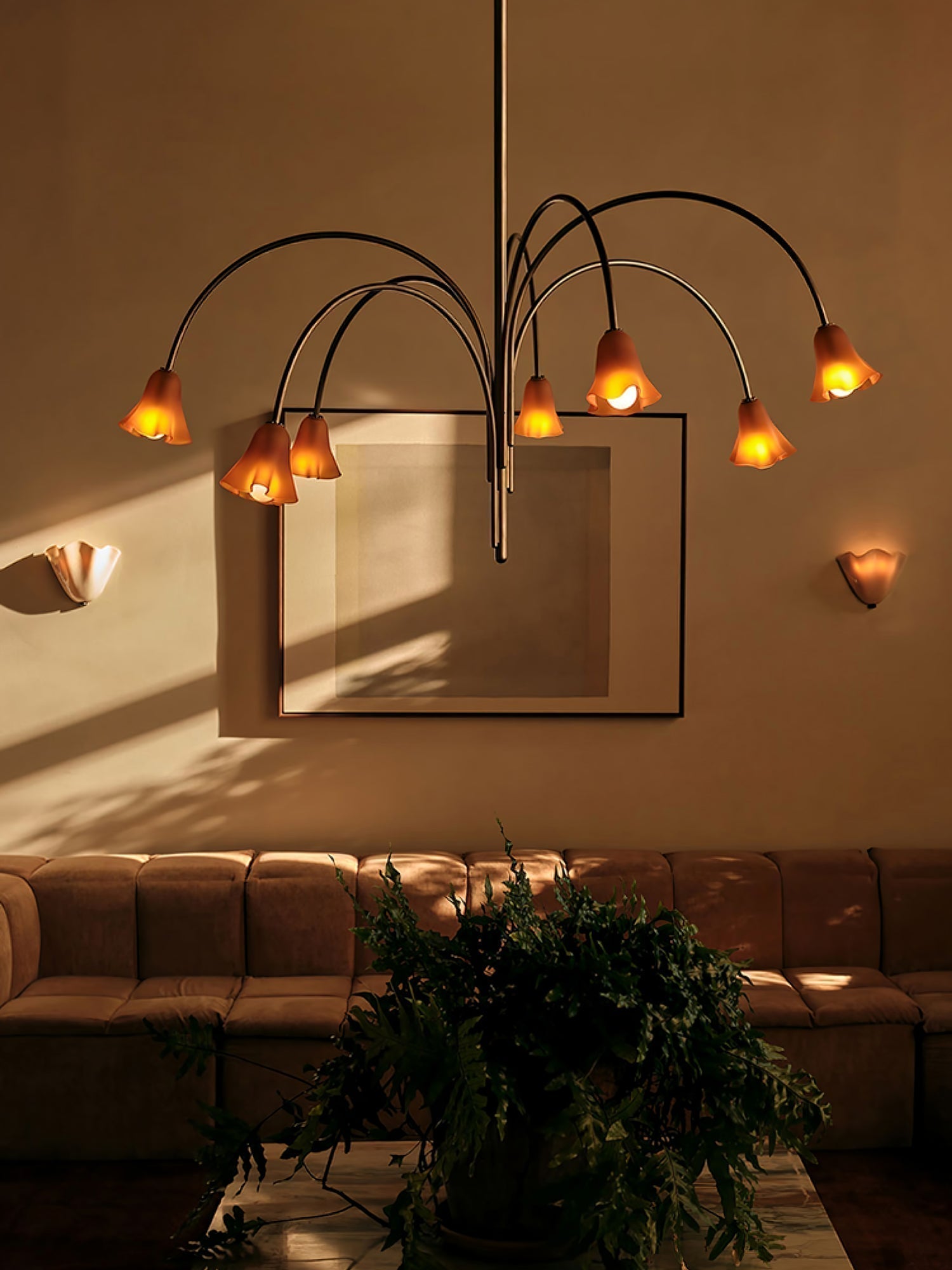 Aurora Chandelier Blossom Petal Glass Arms - Letslighting