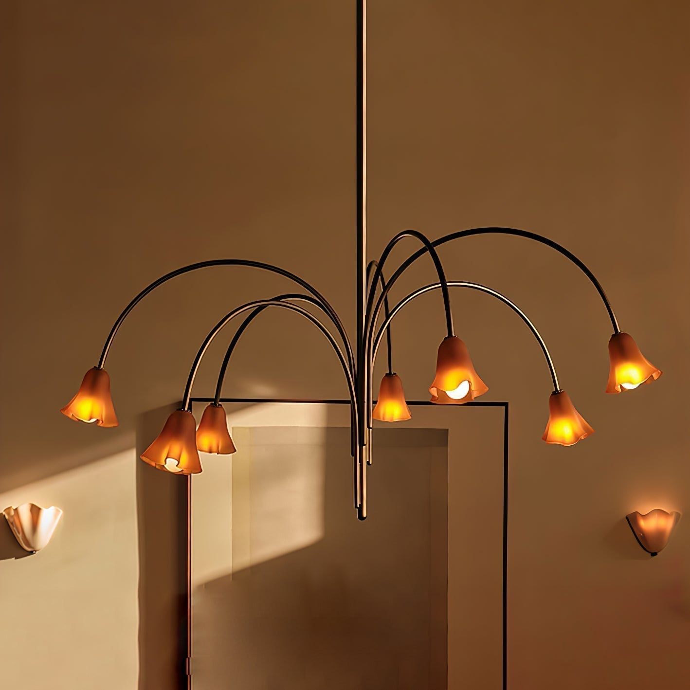 Aurora Chandelier Blossom Petal Glass Arms - Letslighting