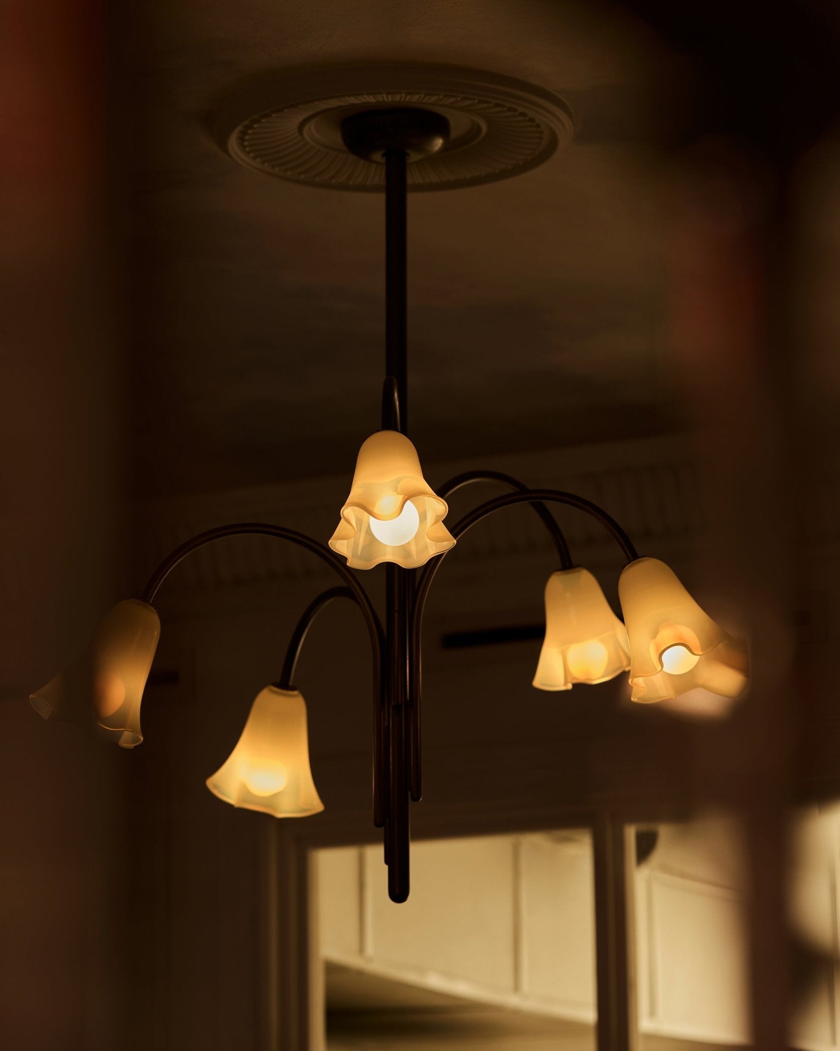 Aurora Chandelier Blossom Petal Glass Arms - Letslighting