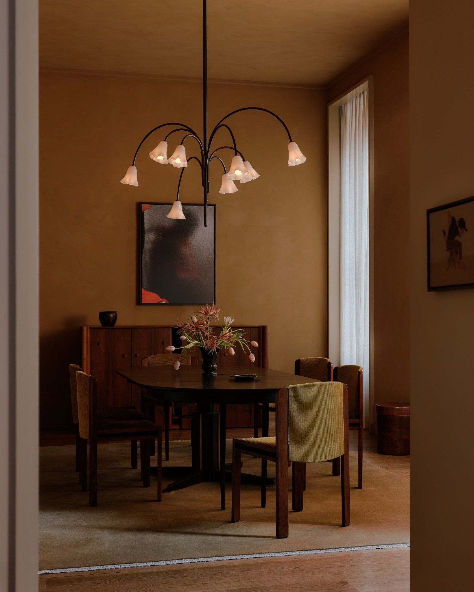 Aurora Chandelier Blossom Petal Glass Arms - Letslighting