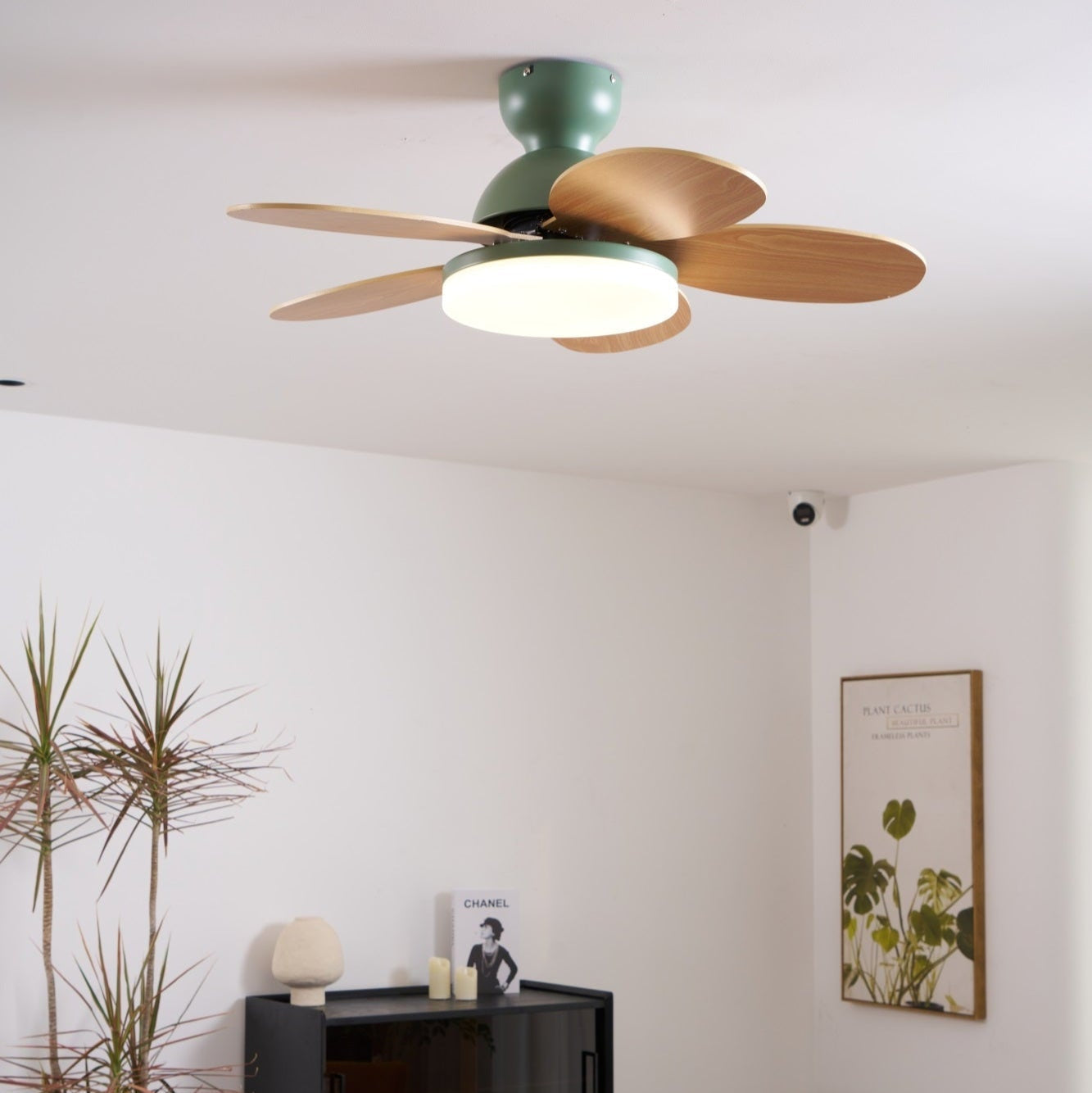 Ventilador de Techo con Luz Liora con detalle de pantalla acrílica
