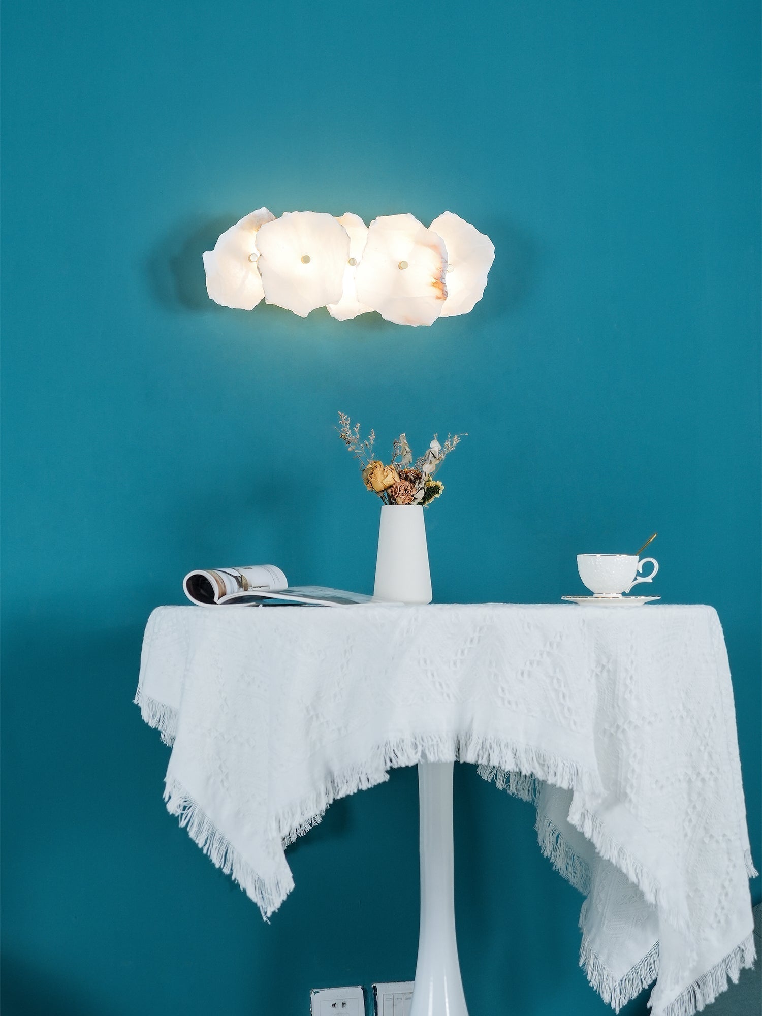 Alaeila Floral Cluster Alabaster Wall Light - Letslighting