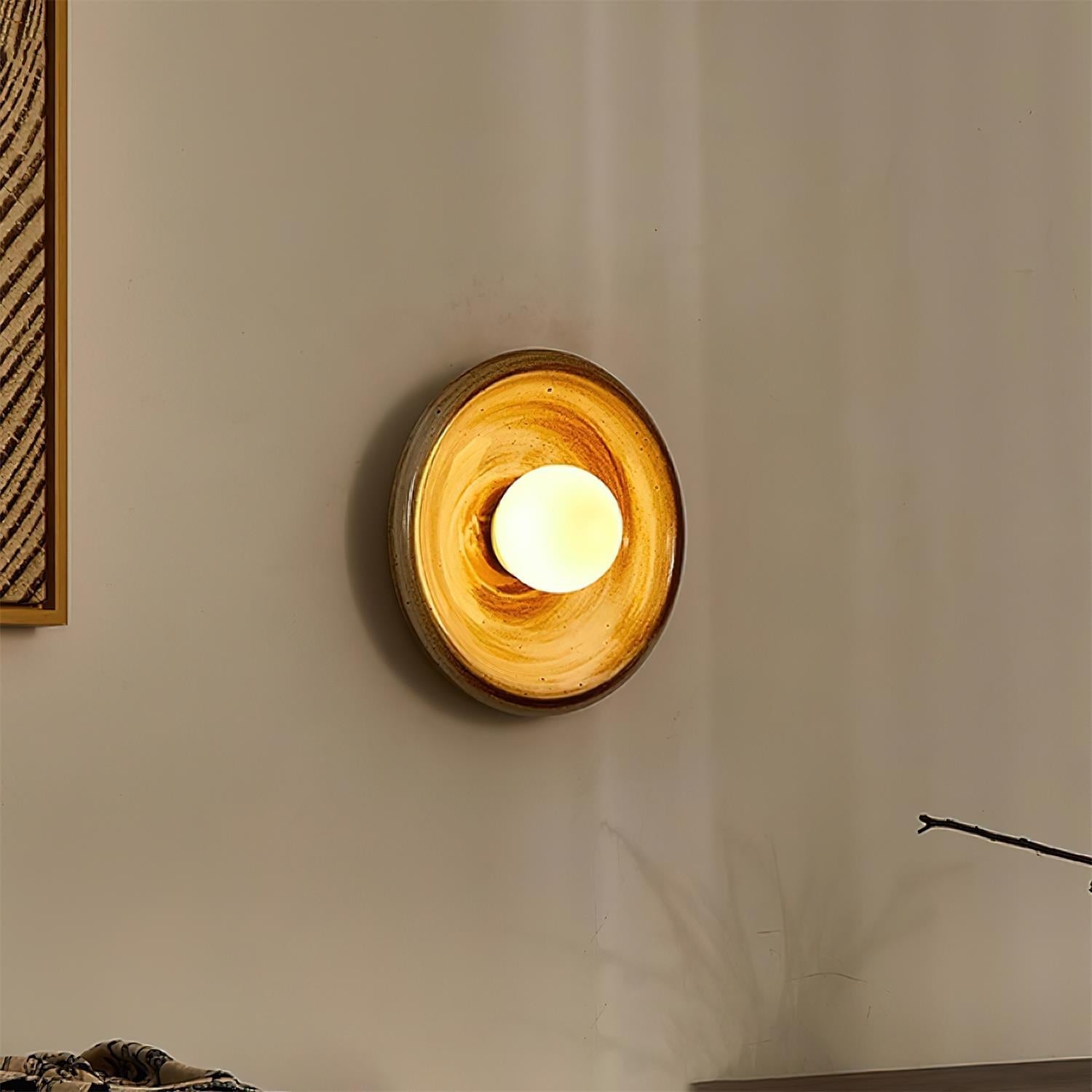 Wall Lamp Ceramic Orbit Disc with Glass Globe Entryway Modern - Letslighting
