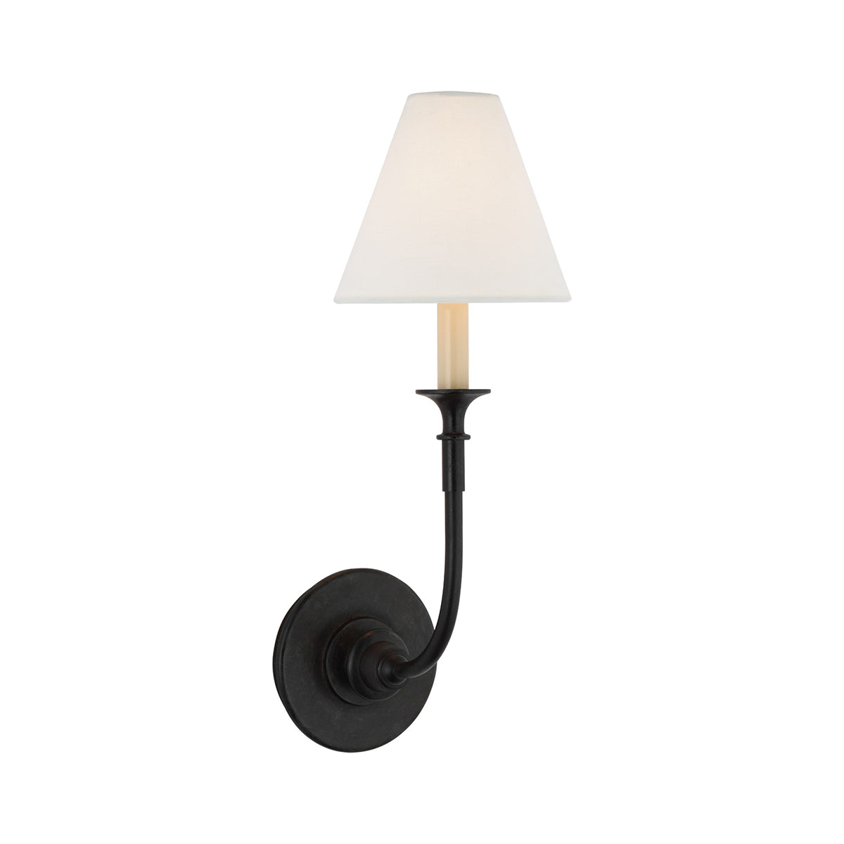 Silva Lámpara de Pared Vintage de Tela con Brazo de Negro/Blanco/Látón