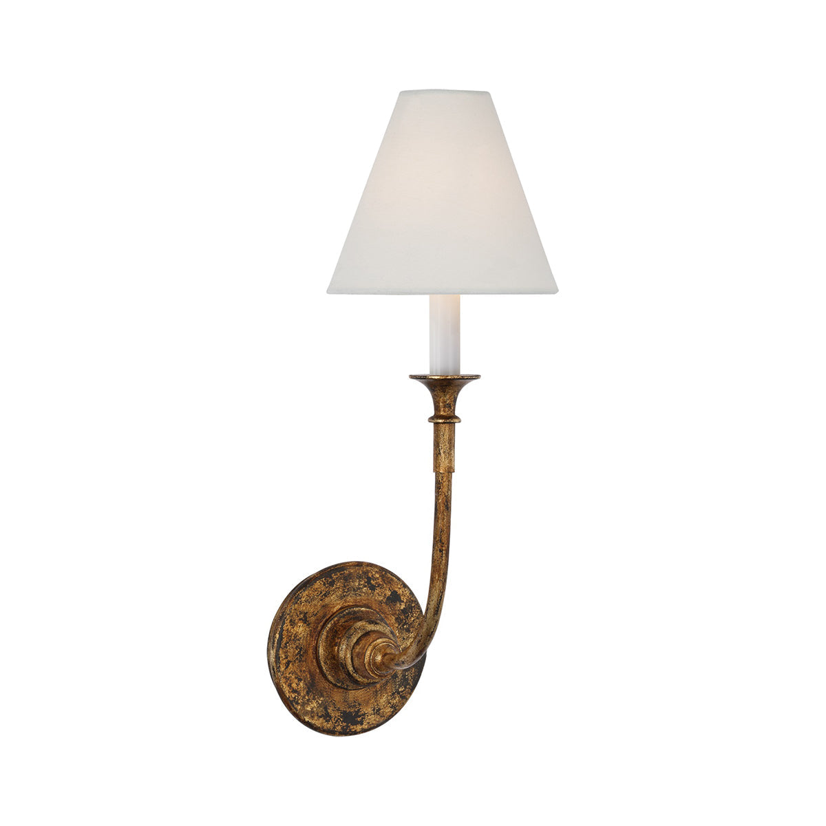 Silva Lámpara de Pared Vintage de Tela con Brazo de Negro/Blanco/Látón