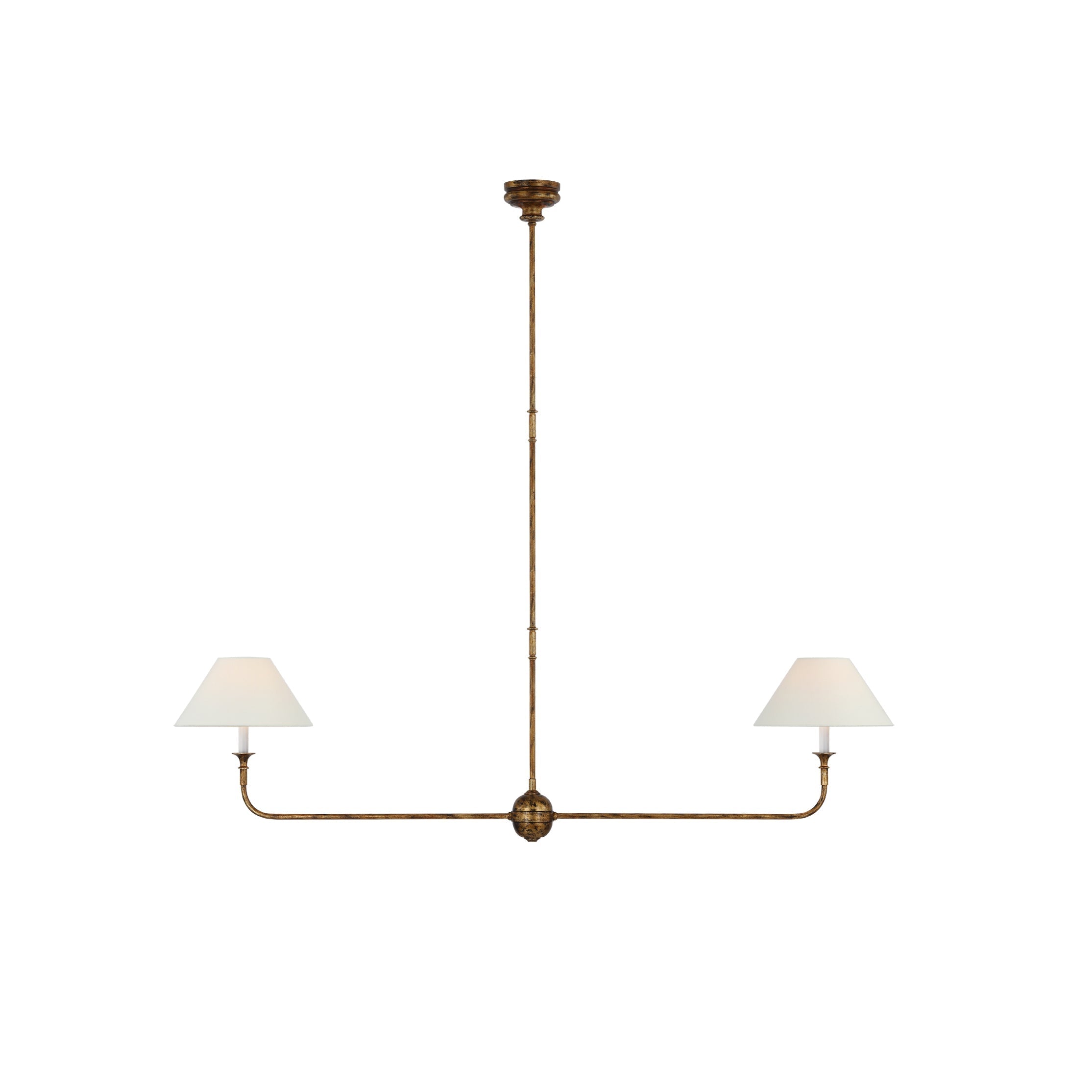 Aera Modern Minimalist Linear Antique Brass Fabric Chandelier - Lamp Copper