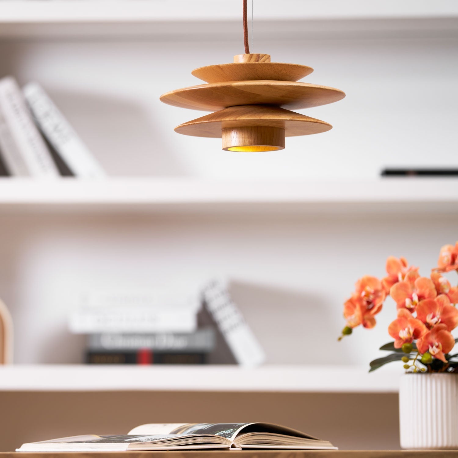 Cascade Wooden Disc Pendant Lamp - Letslighting