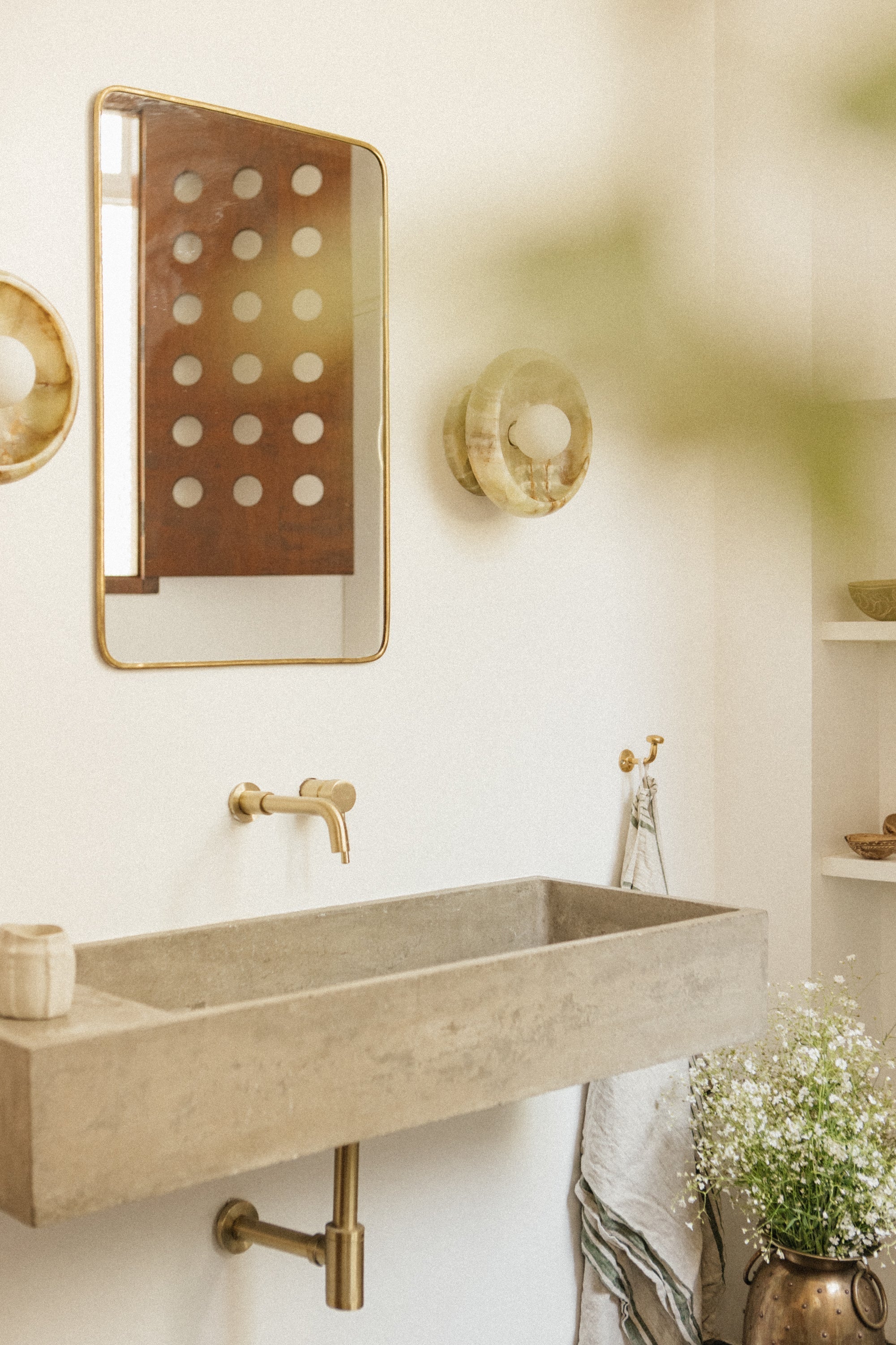 Piedra Modern Minimalist Marble Glass Wall Lamp - Lamp Copper