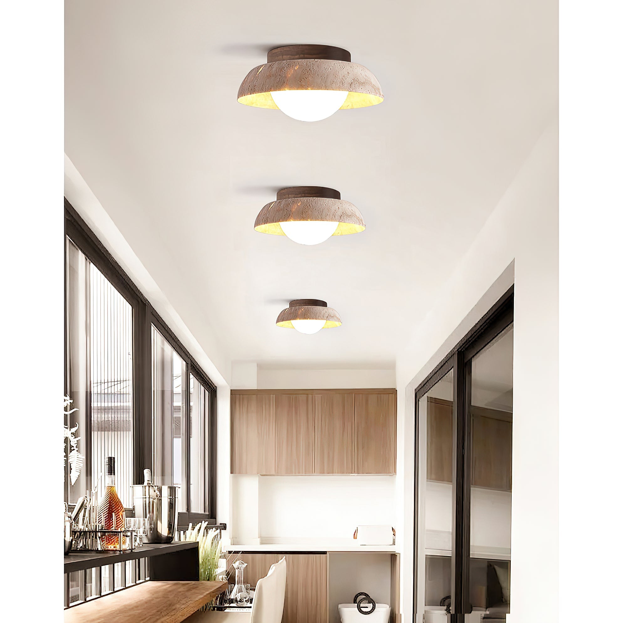 Cuvela Modern Minimalist Travertine Ceiling Lamp - Lamp Copper