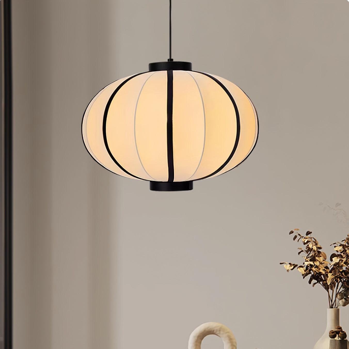 Pendant Lamp Fabric Lantern Shade Metal Frame Vintage - Letslighting