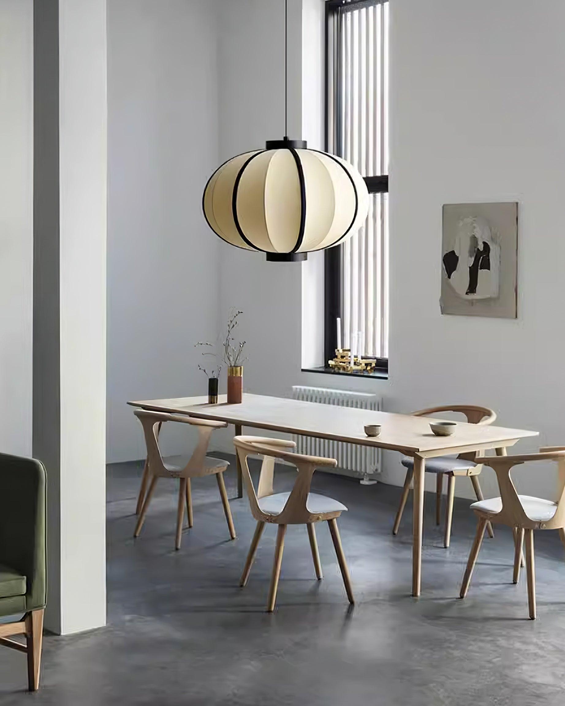 Pendant Lamp Fabric Lantern Shade Metal Frame Vintage - Letslighting
