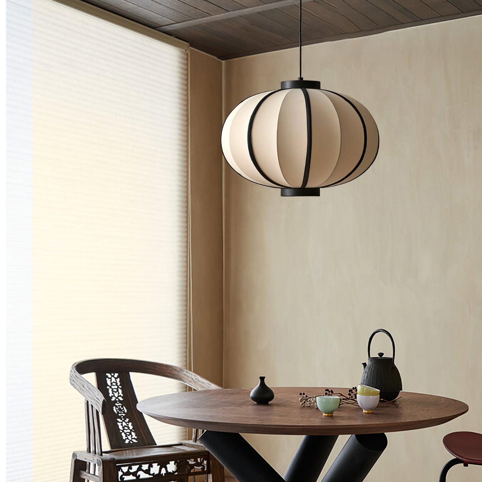 Pendant Lamp Fabric Lantern Shade Metal Frame Vintage - Letslighting