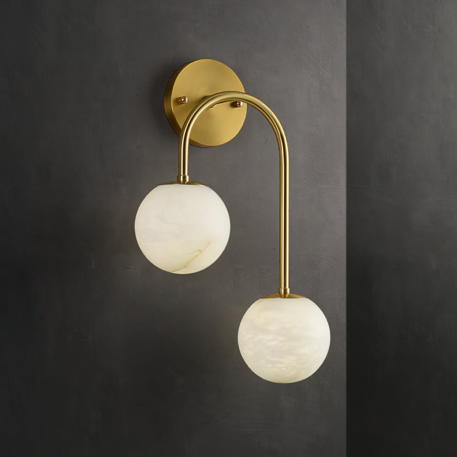 Elthaila Modern Minimalist Brass Alabaster Wall Lamp - Lamp Copper