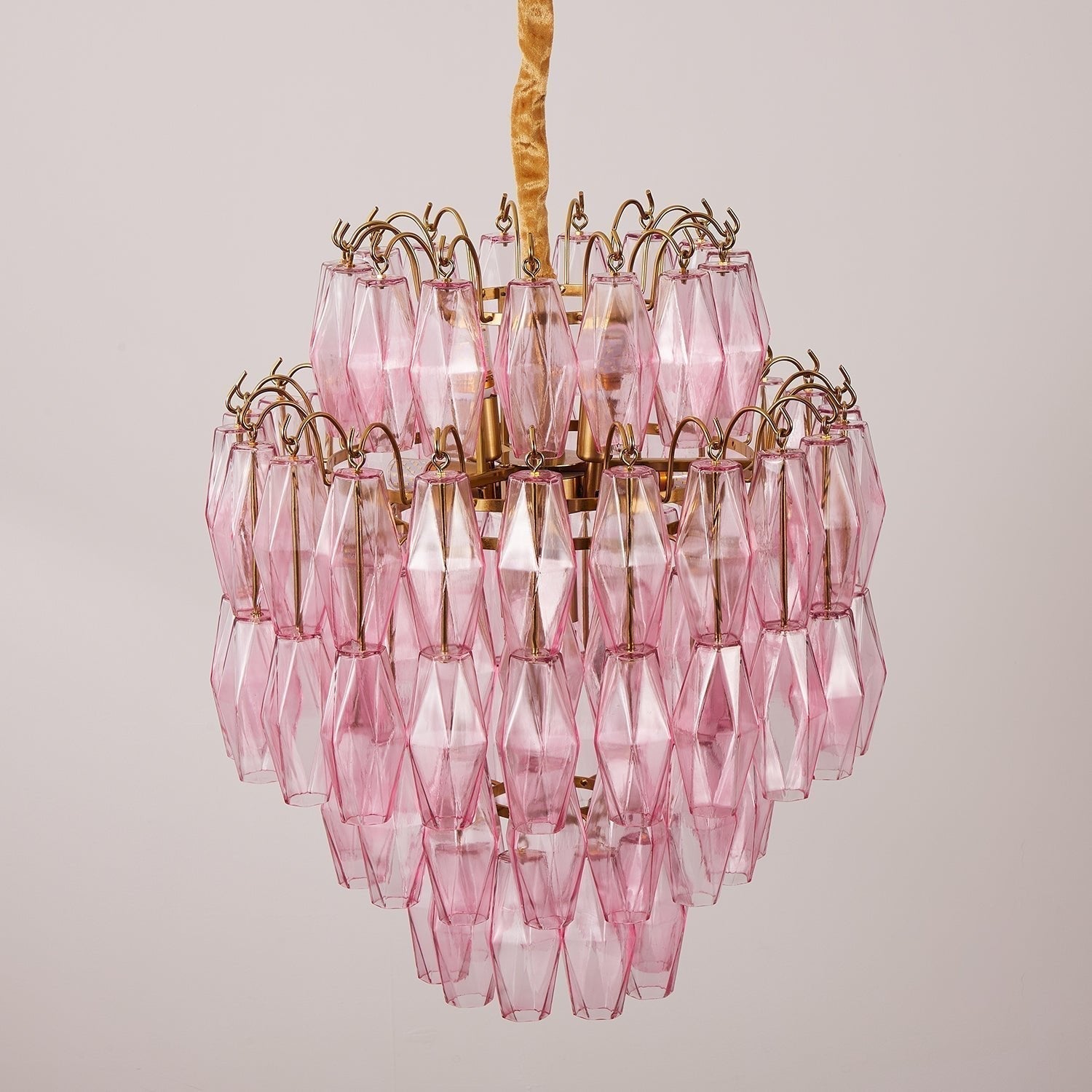 Aurora Chandelier Pink Murano Glass Layered Glam - Letslighting