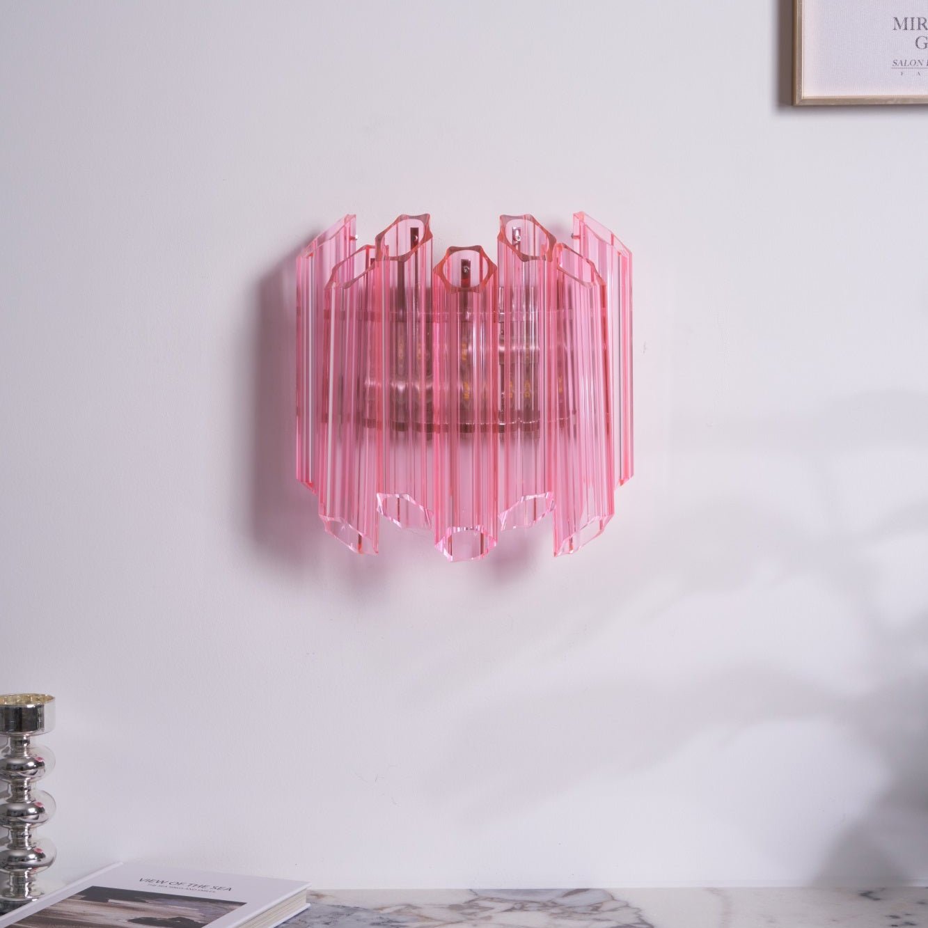 Aurora Wall Lamp Pink Murano Glass Tube - Letslighting