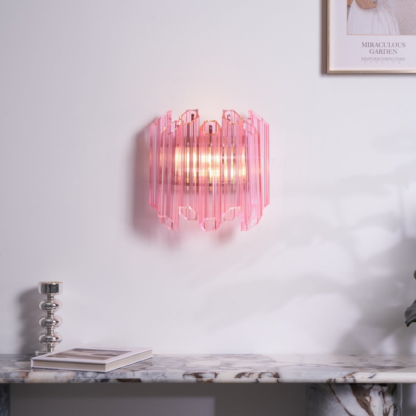 Aurora Wall Lamp Pink Murano Glass Tube - Letslighting