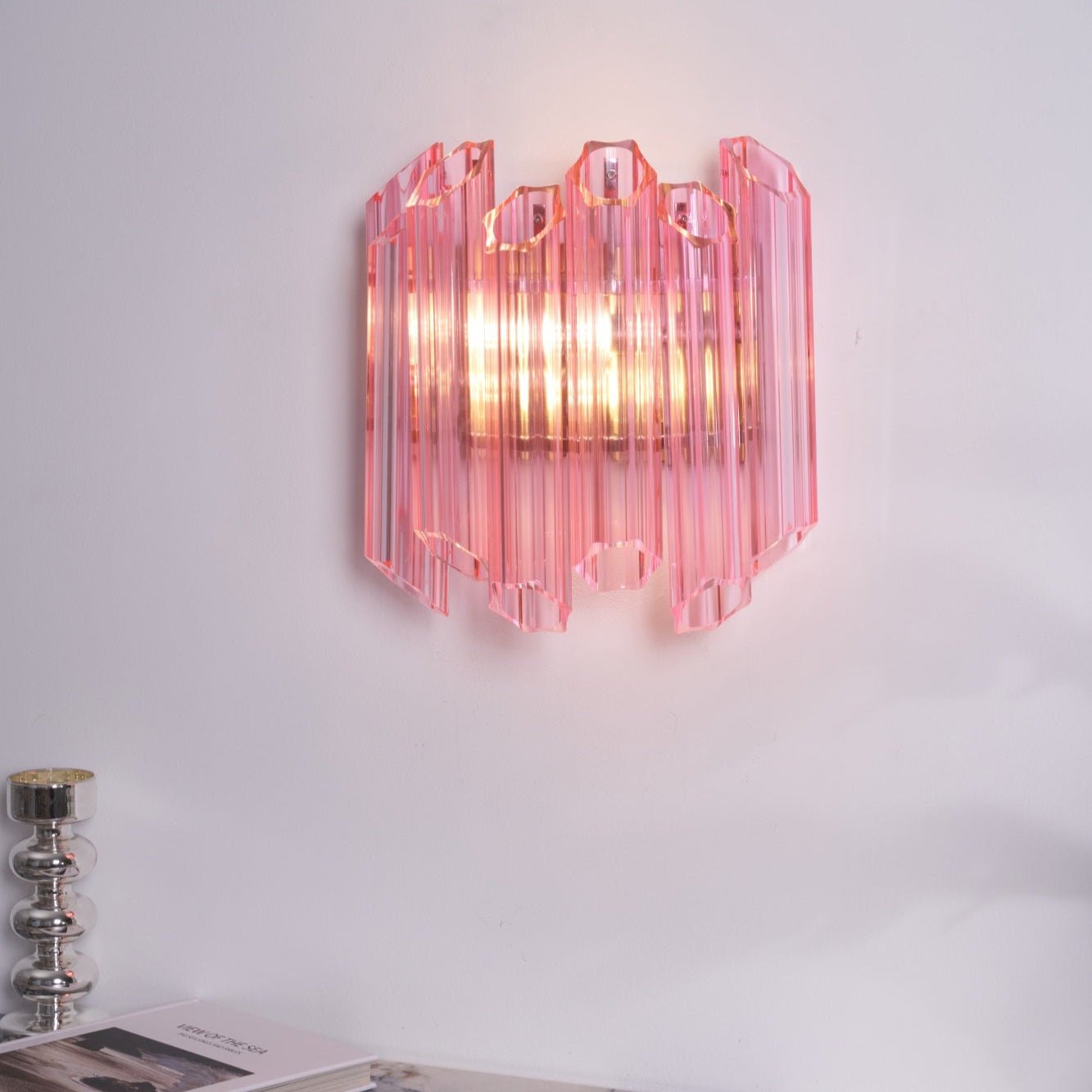 Aurora Wall Lamp Pink Murano Glass Tube - Letslighting