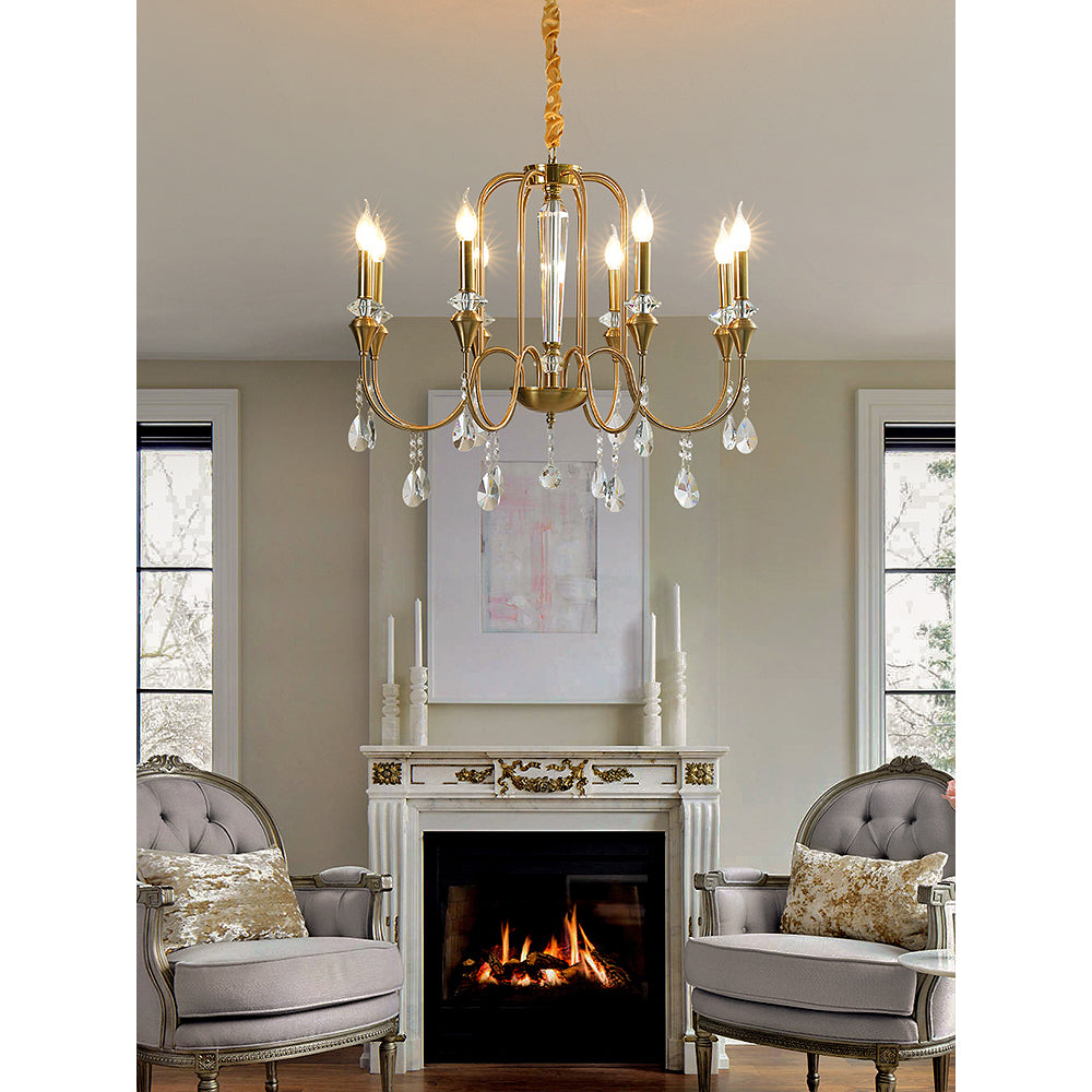 Ercararis Vintage Industrial Brass Crystal Chandelier - Lamp Copper