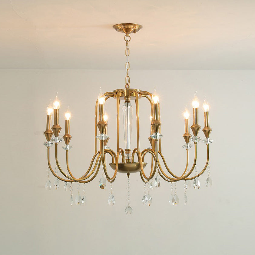 Ercararis Vintage Industrial Brass Crystal Chandelier - Lamp Copper