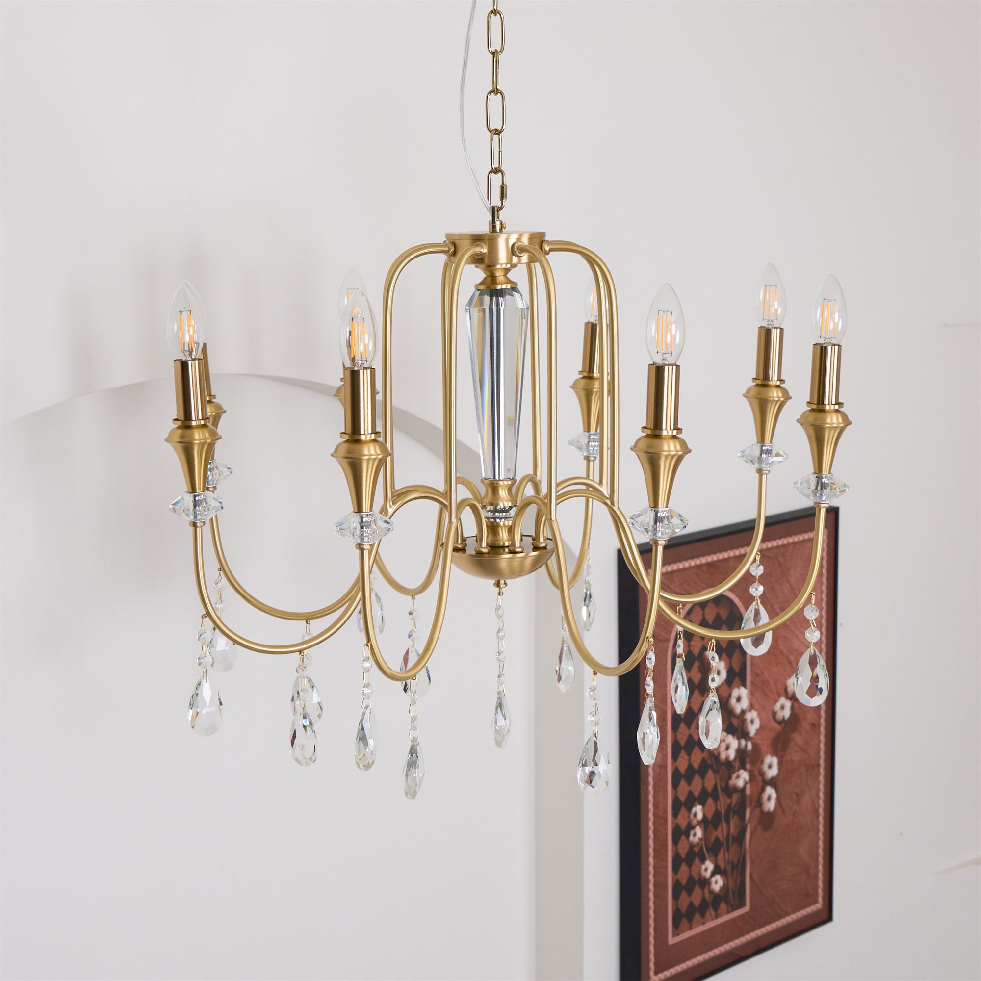 Ercararis Vintage Industrial Brass Crystal Chandelier - Lamp Copper