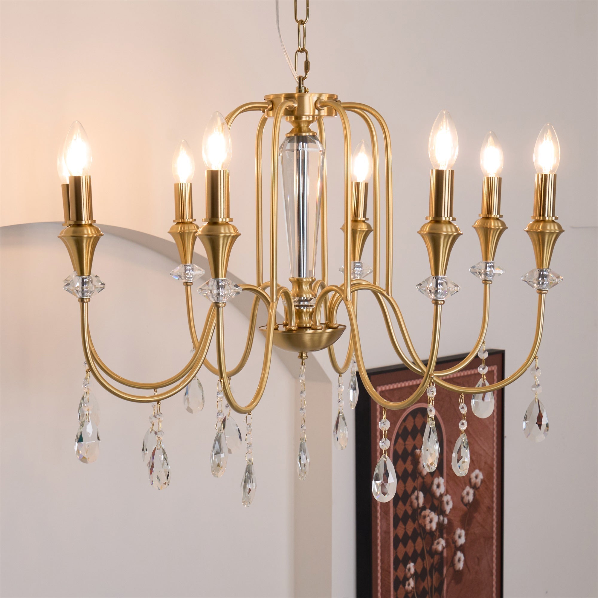Ercararis Vintage Industrial Brass Crystal Chandelier - Lamp Copper