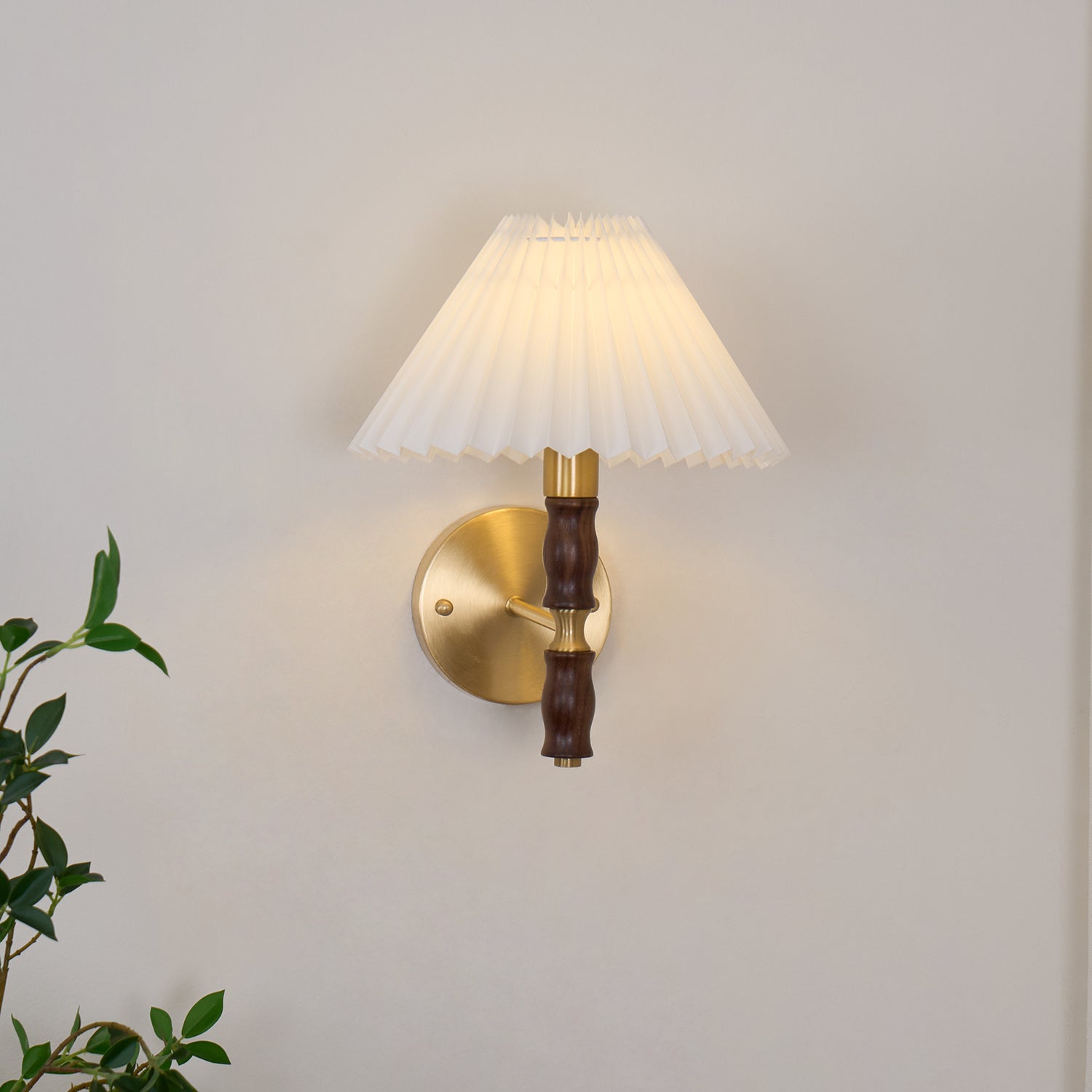 Pleated Walnut Wall Light - Letslighting