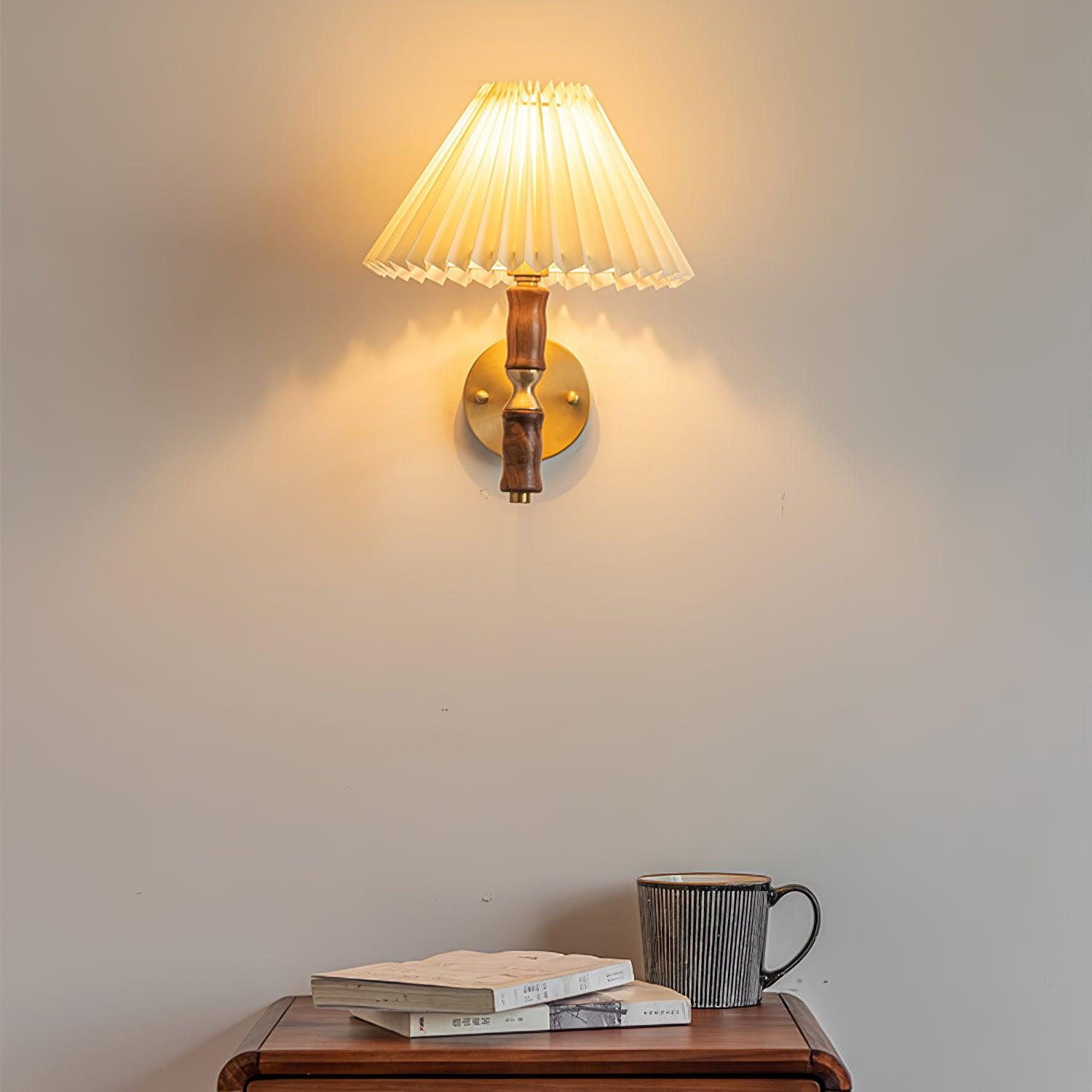 Pleated Walnut Wall Light - Letslighting