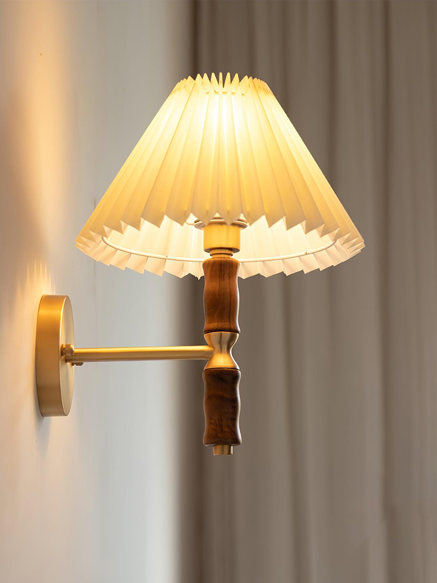 Pleated Walnut Wall Light - Letslighting