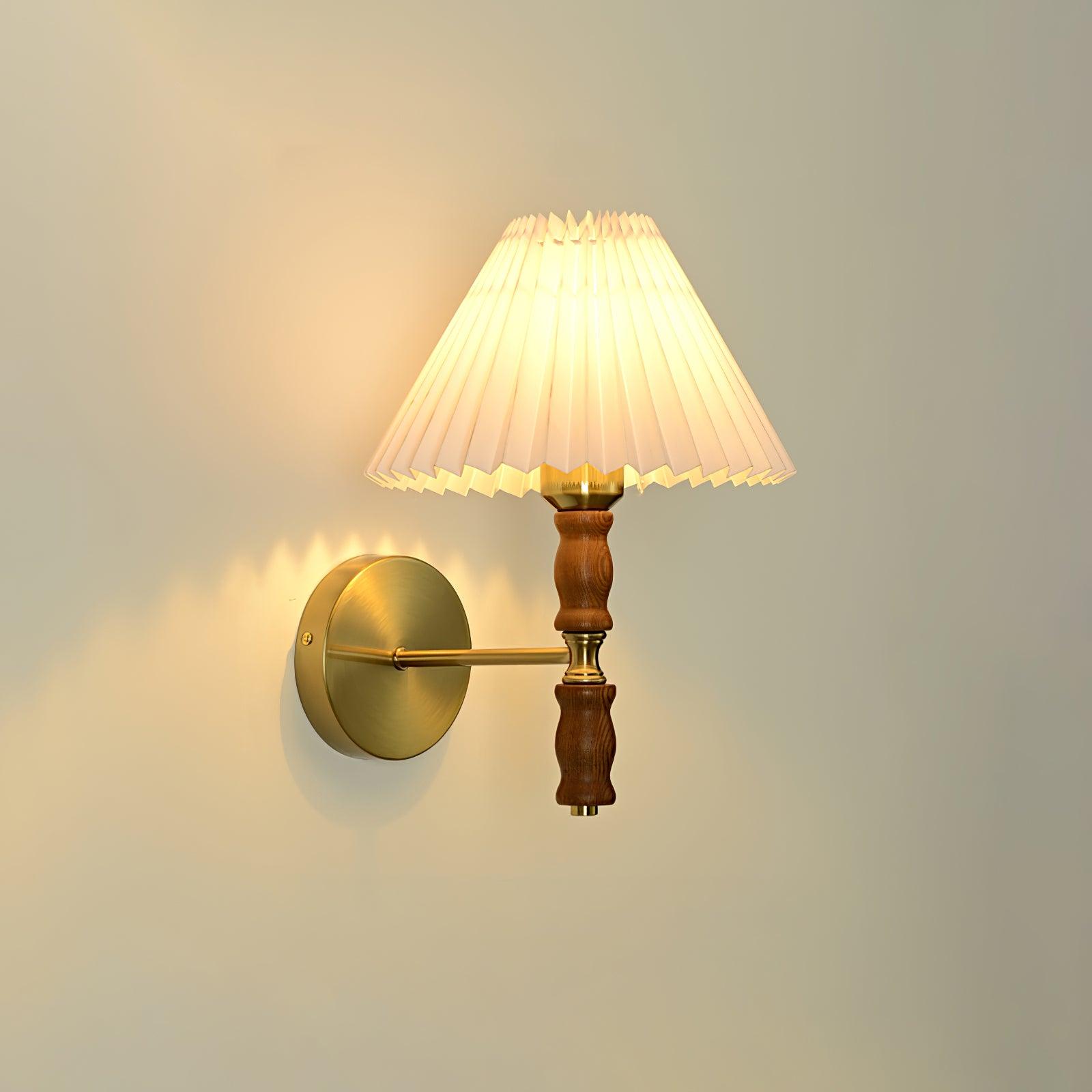 Pleated Walnut Wall Light - Letslighting