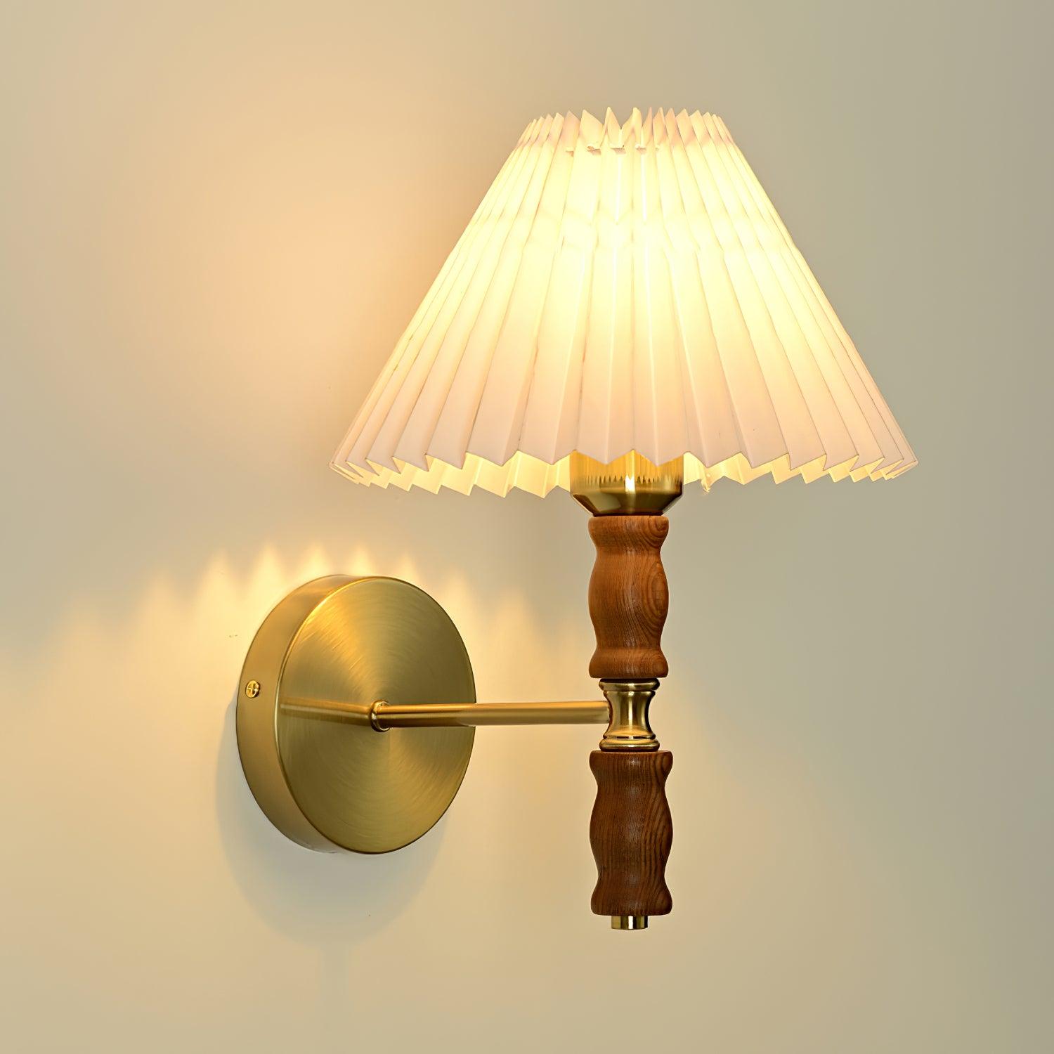 Pleated Walnut Wall Light - Letslighting