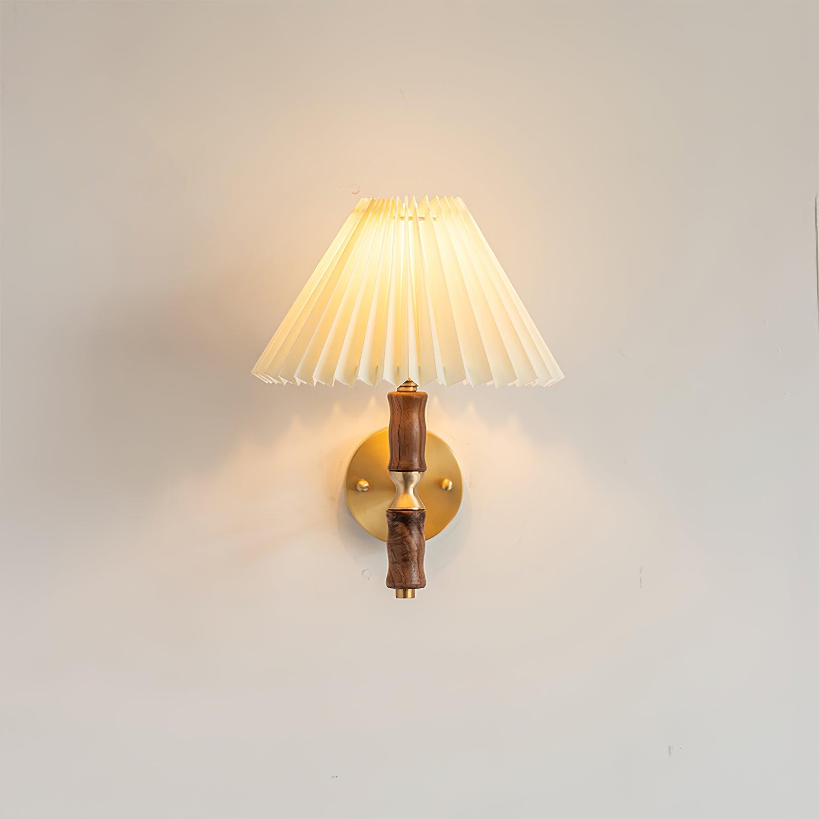 Pleated Walnut Wall Light - Letslighting
