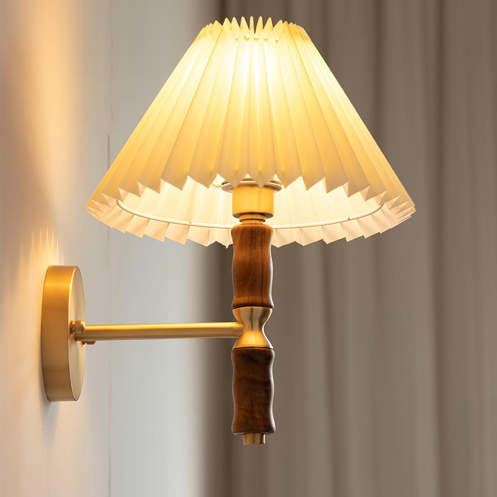 Pleated Walnut Wall Light - Letslighting