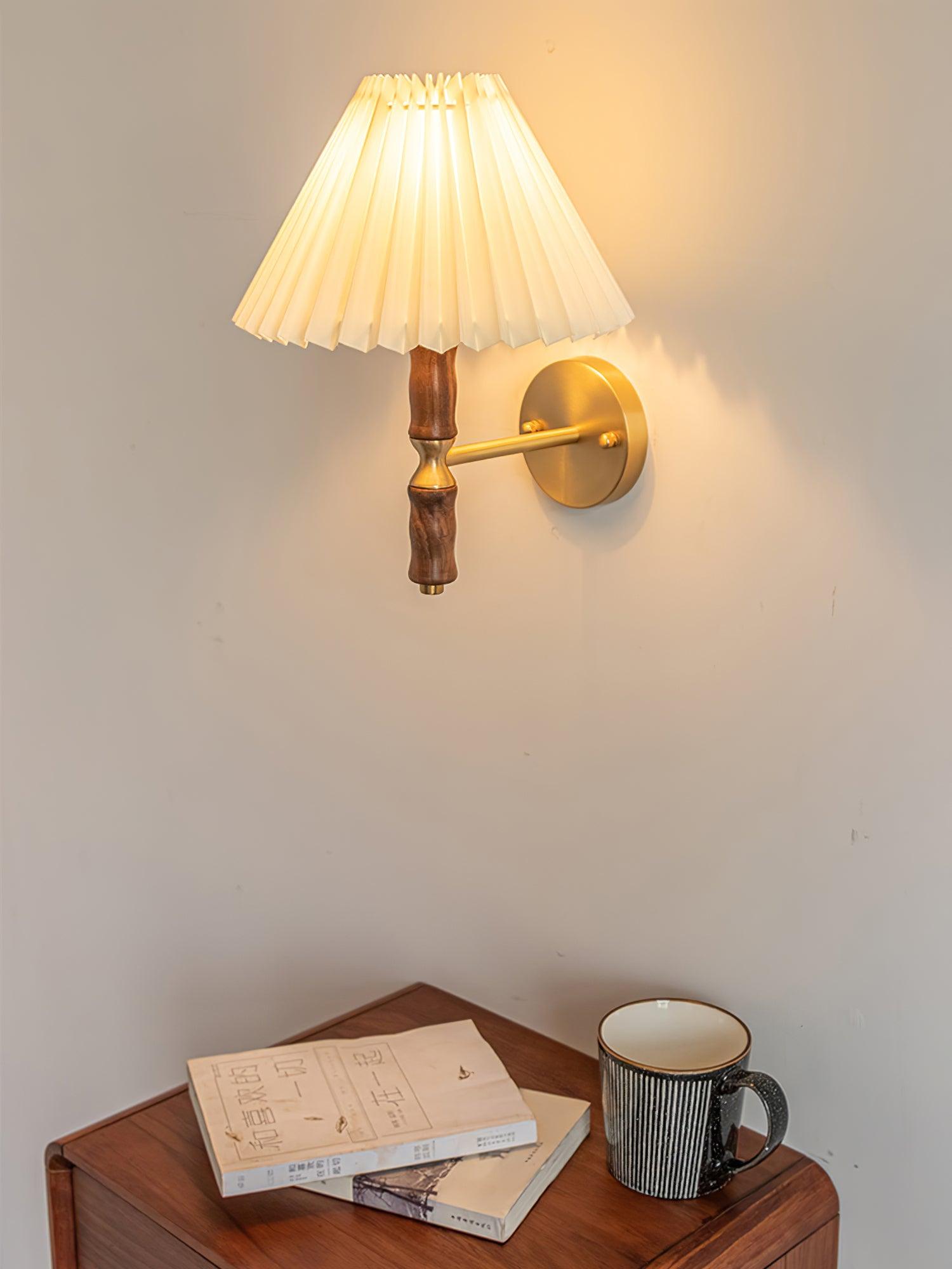 Pleated Walnut Wall Light - Letslighting