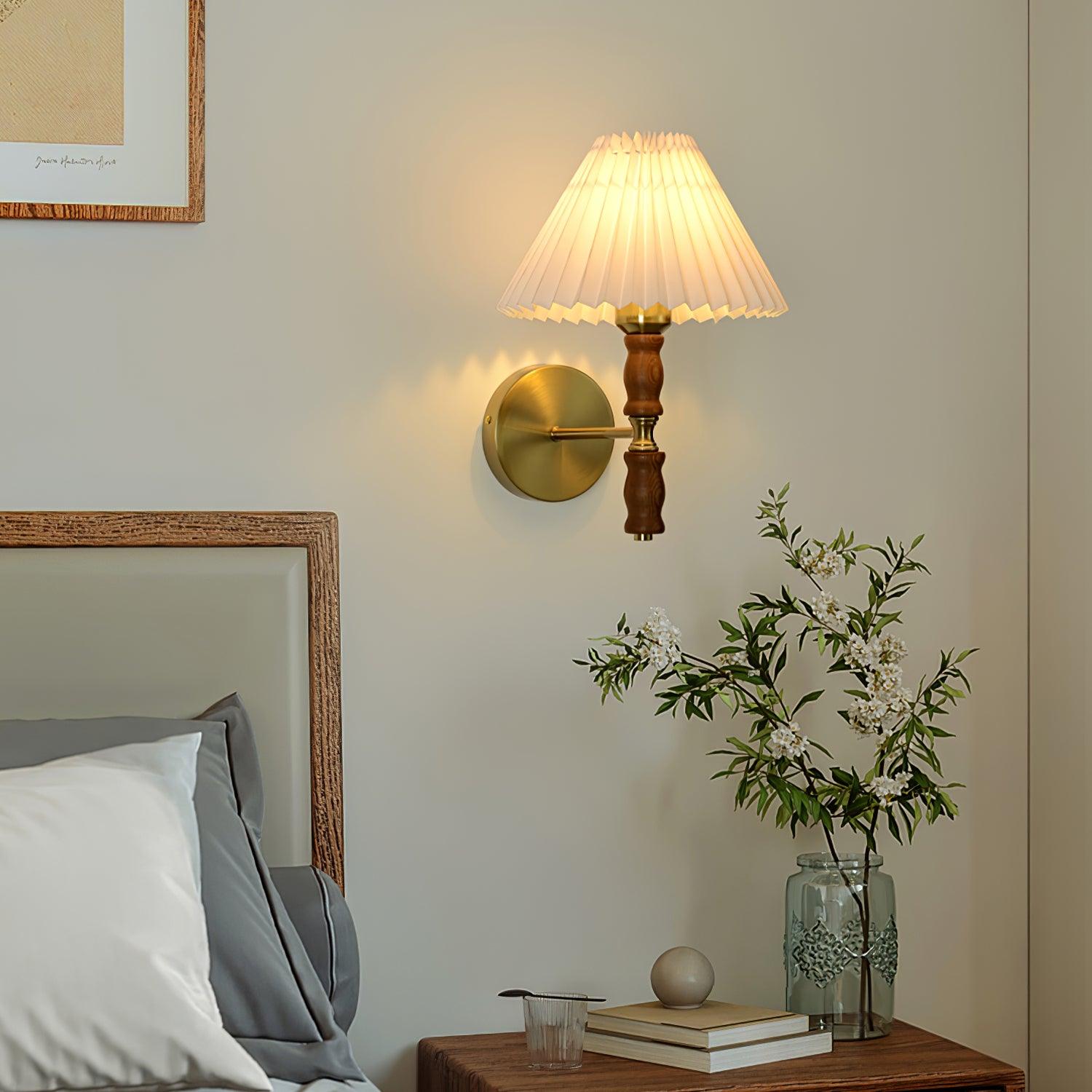 Pleated Walnut Wall Light - Letslighting