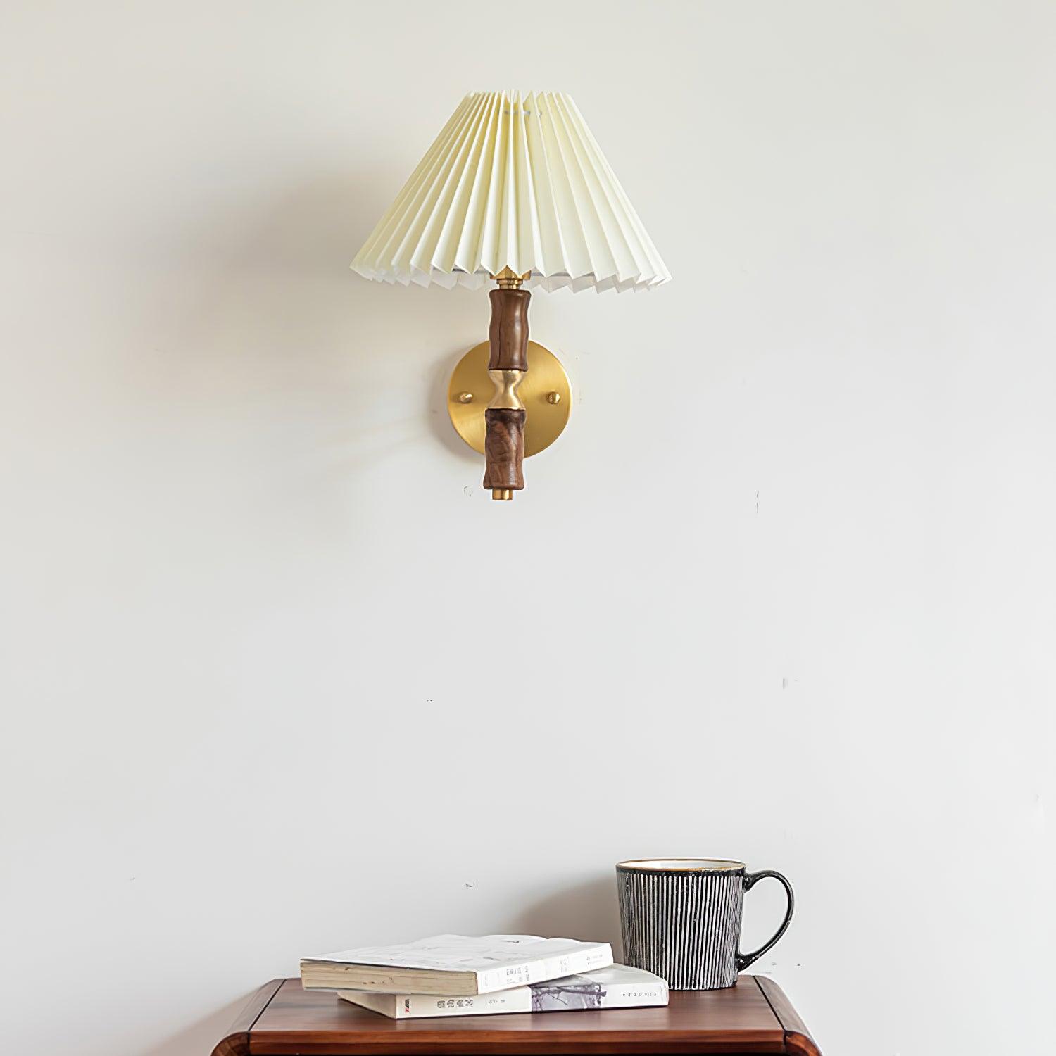 Pleated Walnut Wall Light - Letslighting