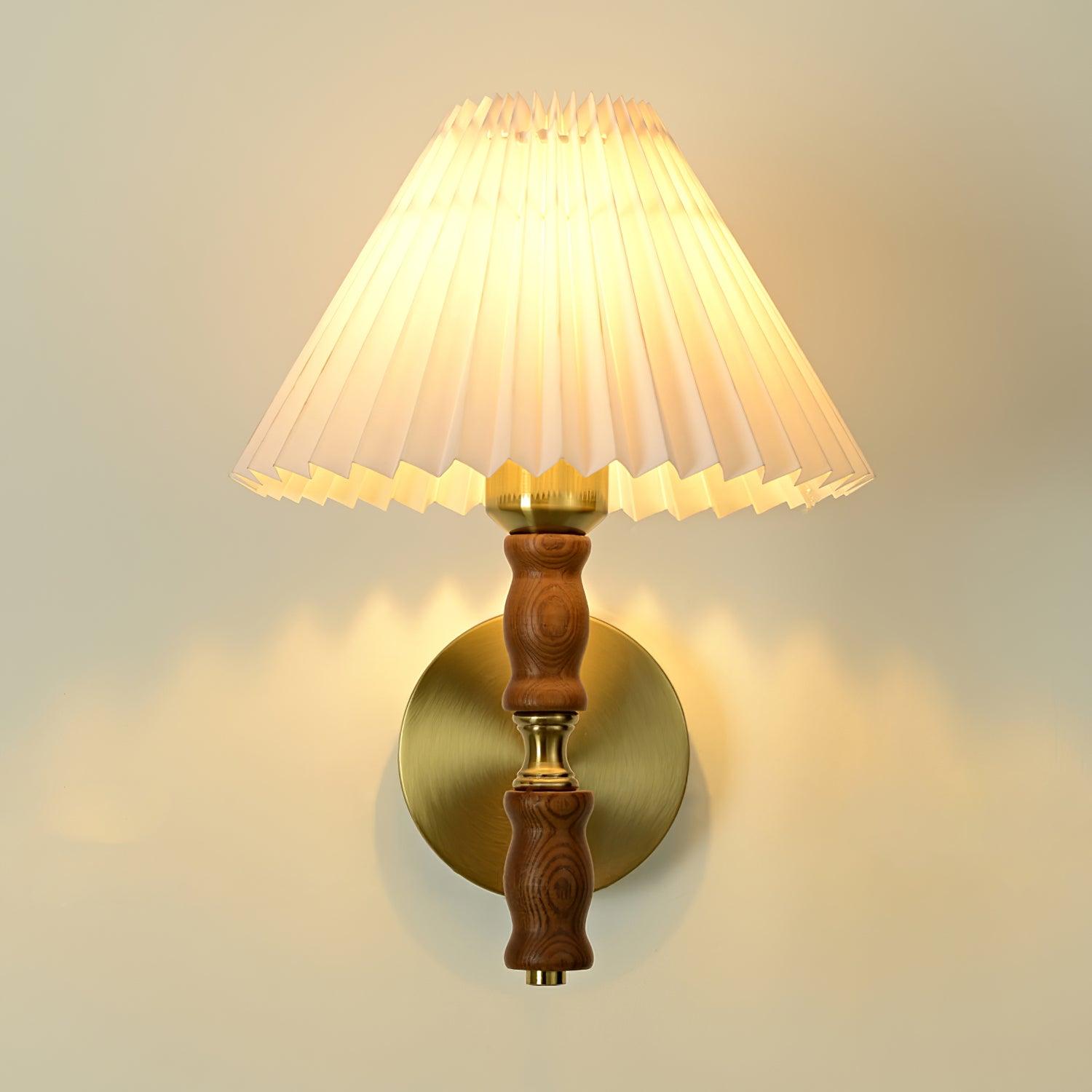 Pleated Walnut Wall Light - Letslighting