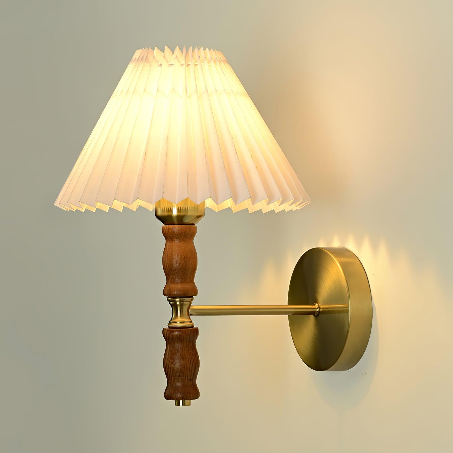 Pleated Walnut Wall Light - Letslighting